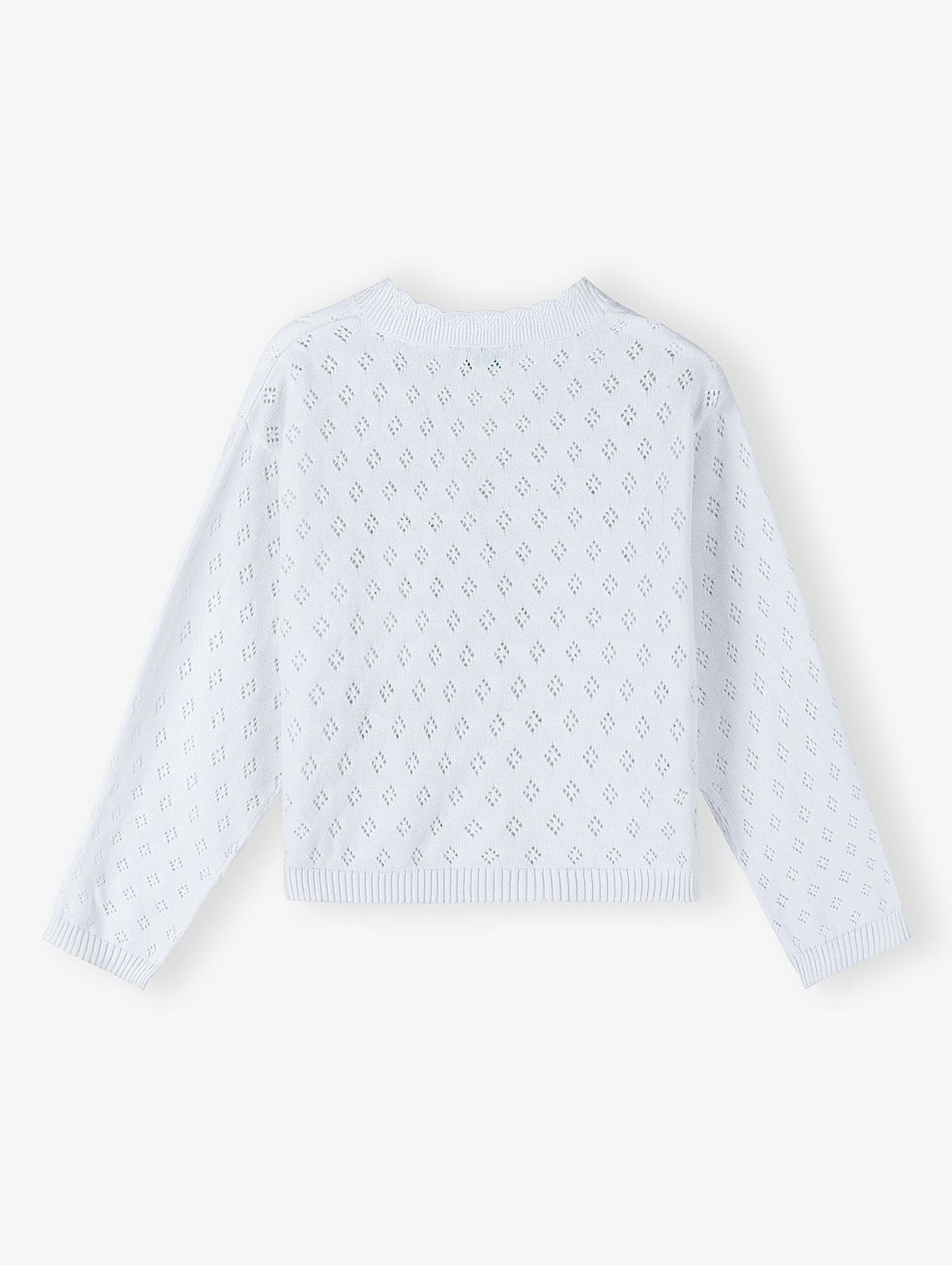 Dzianinowy sweter dziewczęcy - biały