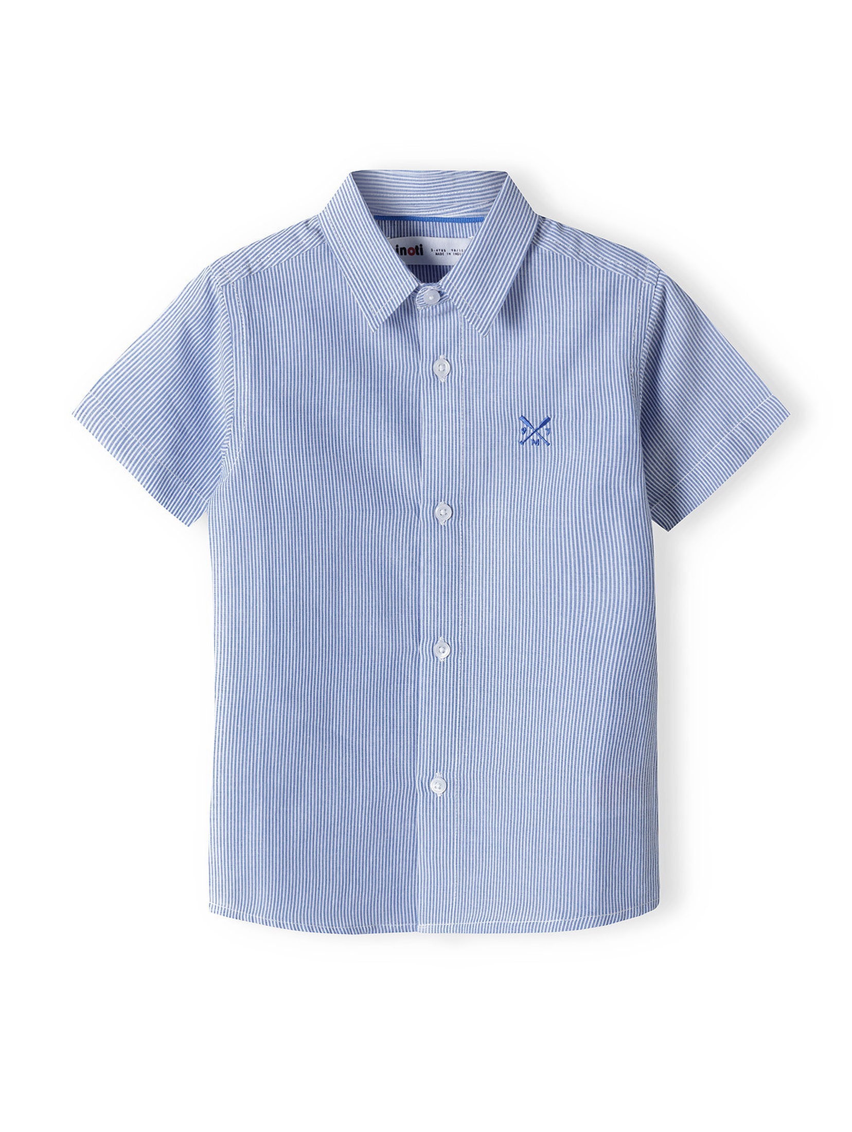 Błękitna koszula bawełniana dla chłopca z krótkim rękawem