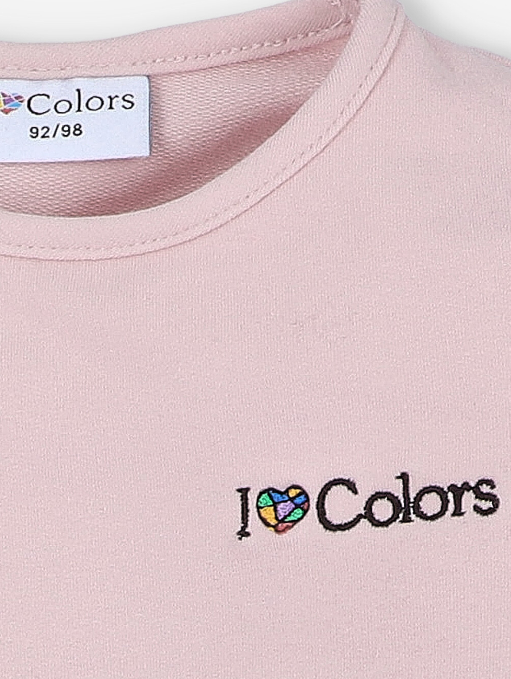 Bluza dresowa dziewczęca z hatem I Love Colors- pudrowy róż