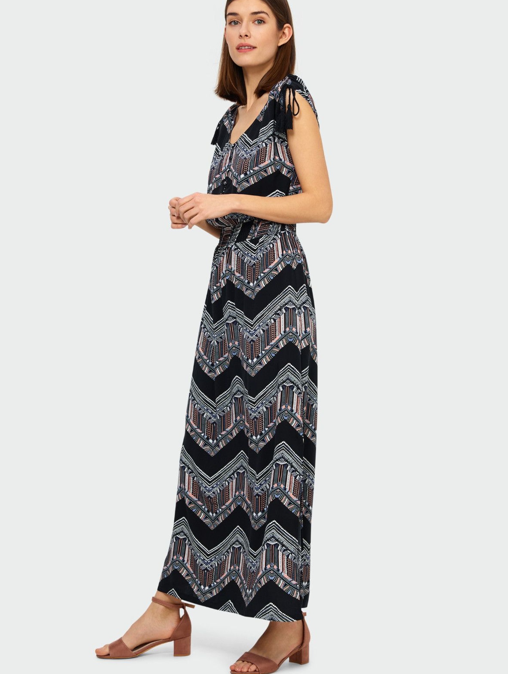 Długa wiskozowa sukienka z nadrukiem