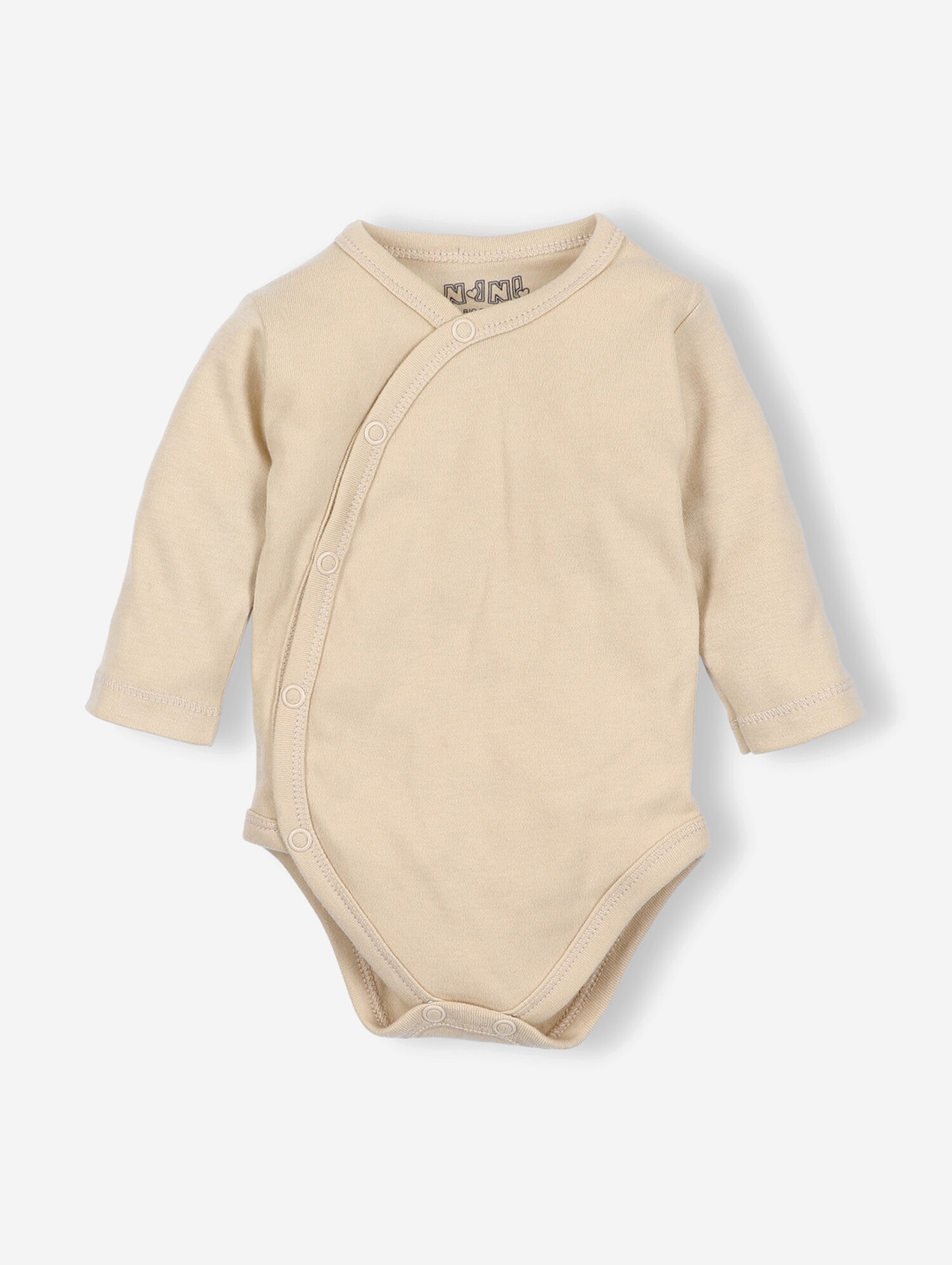 Body niemowlęce z bawełny organicznej beżowe długi rękaw
