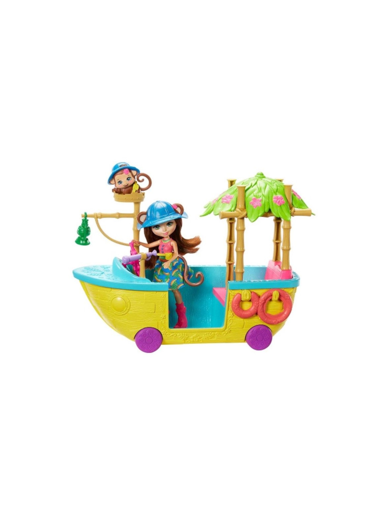 Zestaw Tropikalna łódka Enchantimals - lalka Merit Monkey oraz małpka Compass wiek 4+