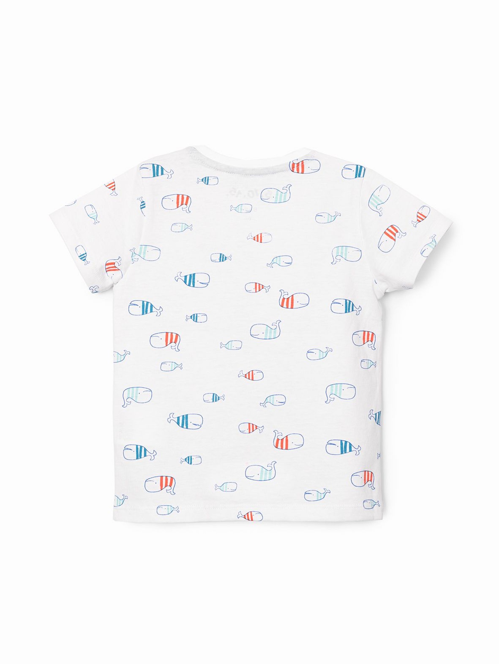 T-shirt niemowlęcy w kolorze białym z wielorybami