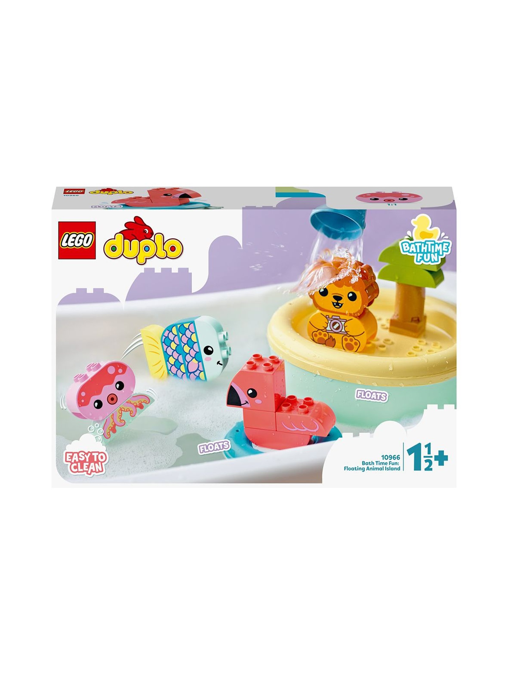 LEGO® DUPLO Moja pierwsza zabawa w kąpieli: pływająca wyspa ze zwierzątkami (10966)