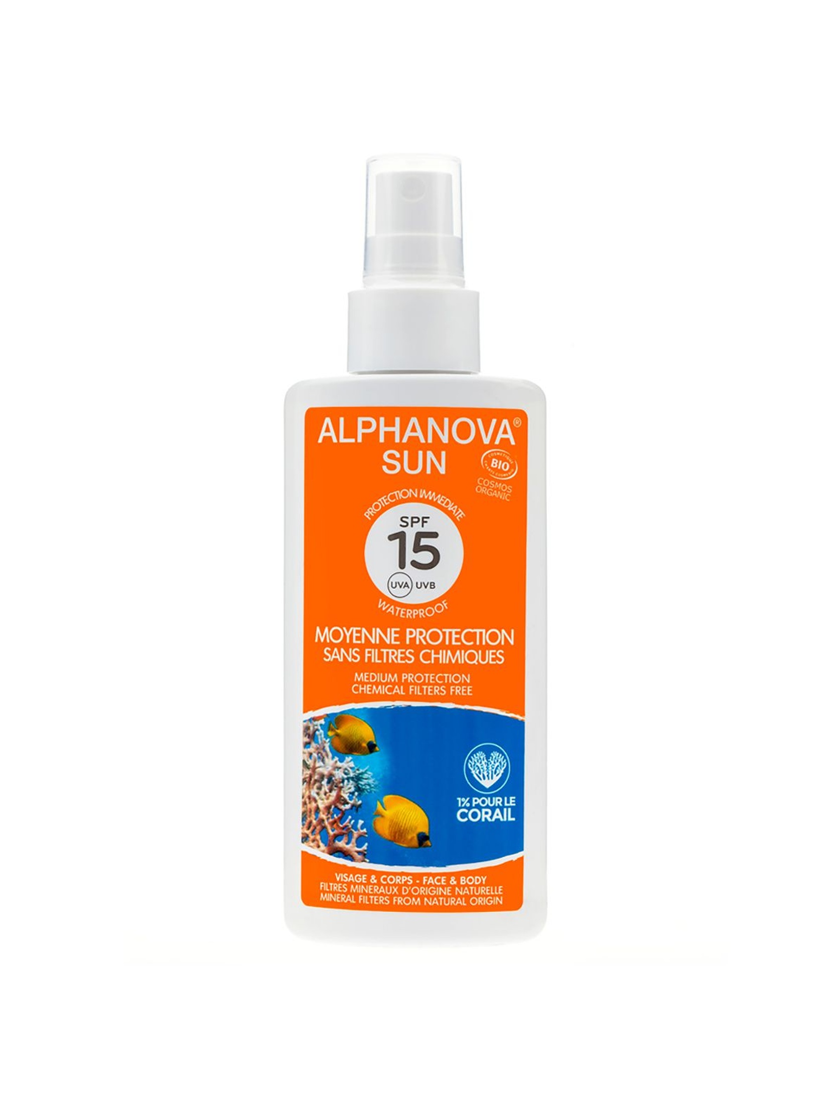 Spray przeciwsłoneczny z filtrem Alphanova SPF 15 - 125 g