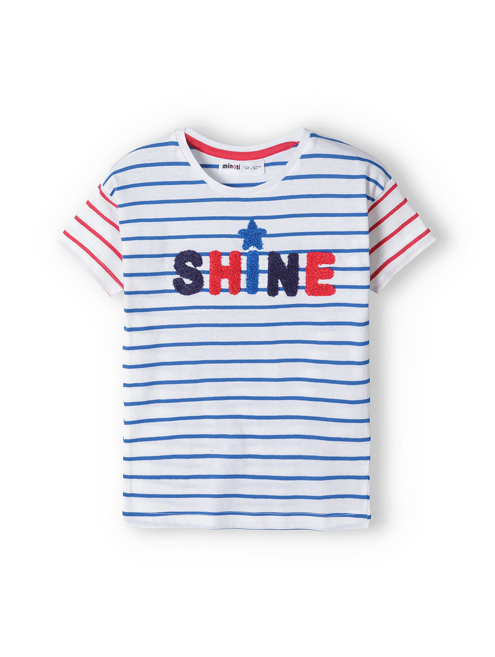 Bawełniana koszulka dziewczęca w paski- Shine