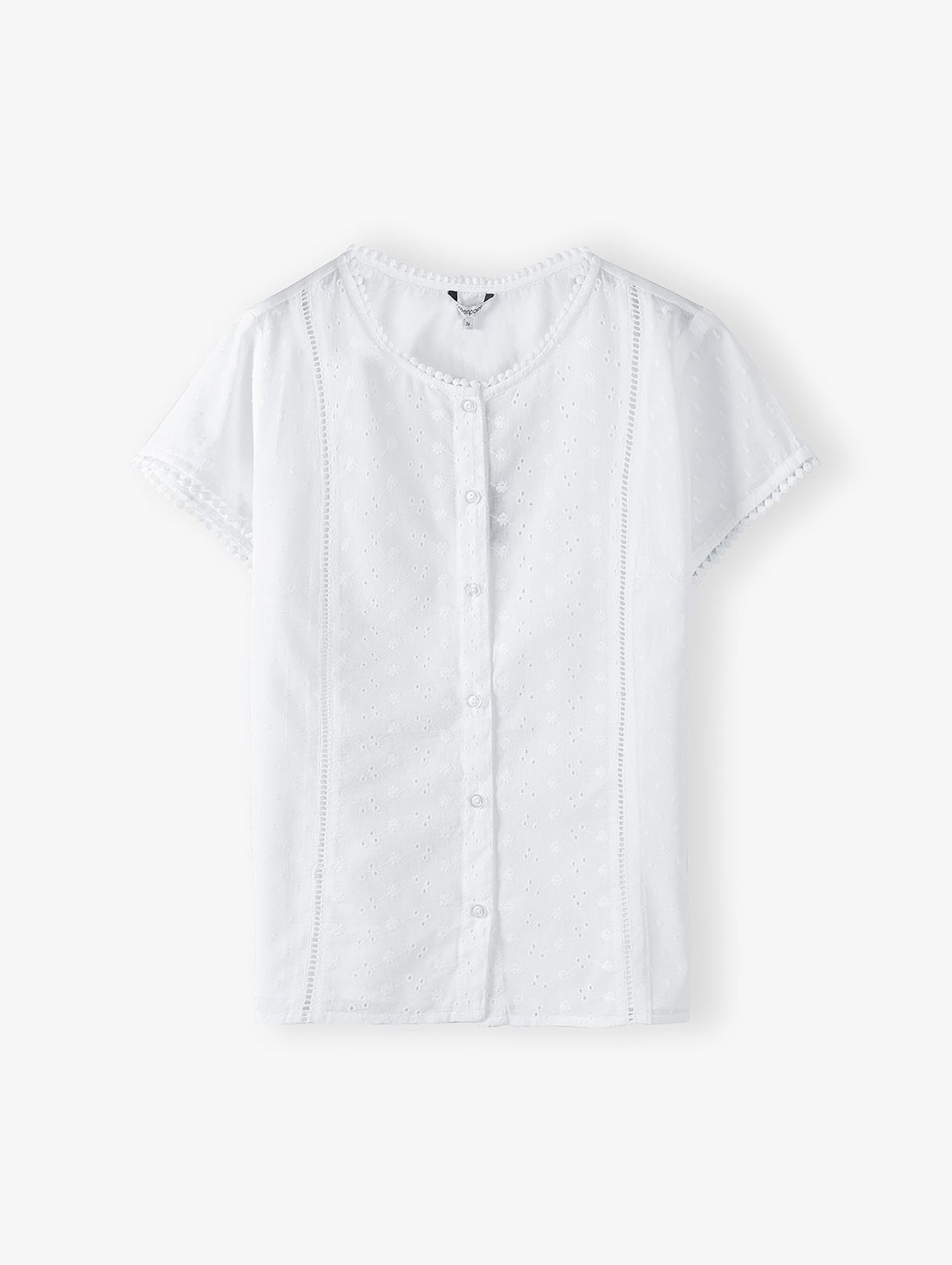 Biała bawełniana bluzka koszulowa damska