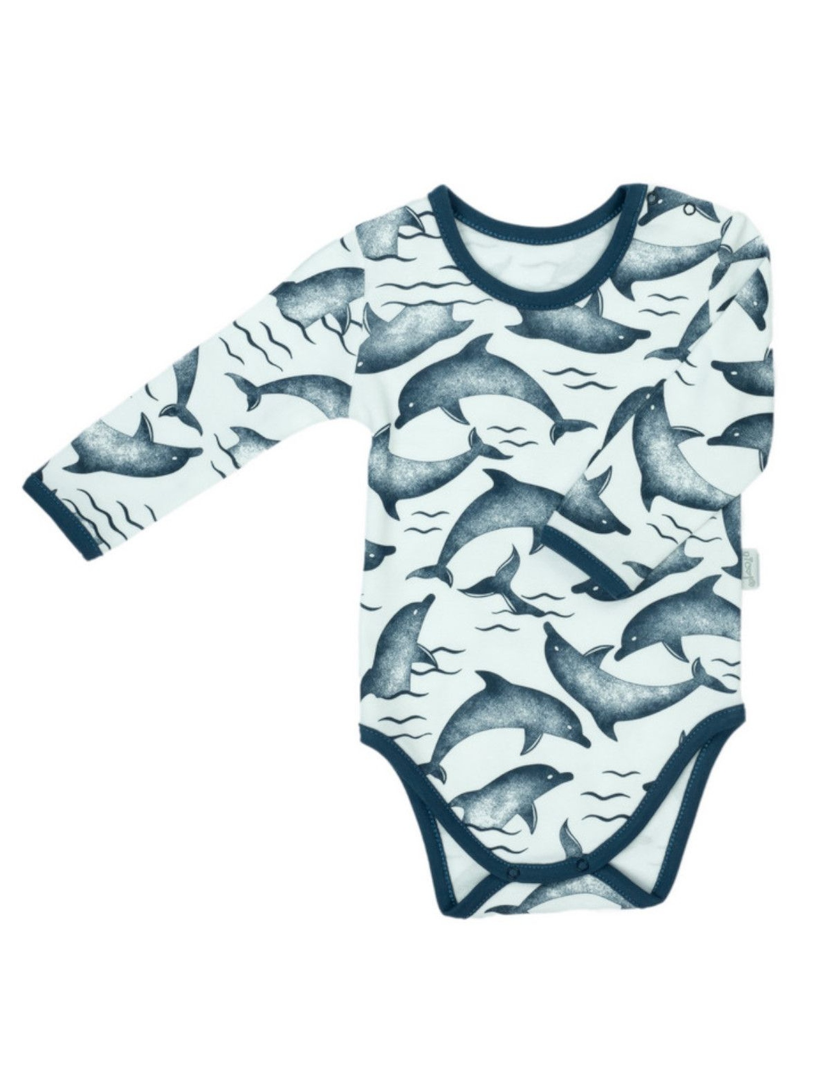 Body niemowlęce z długim rękawem w delfiny