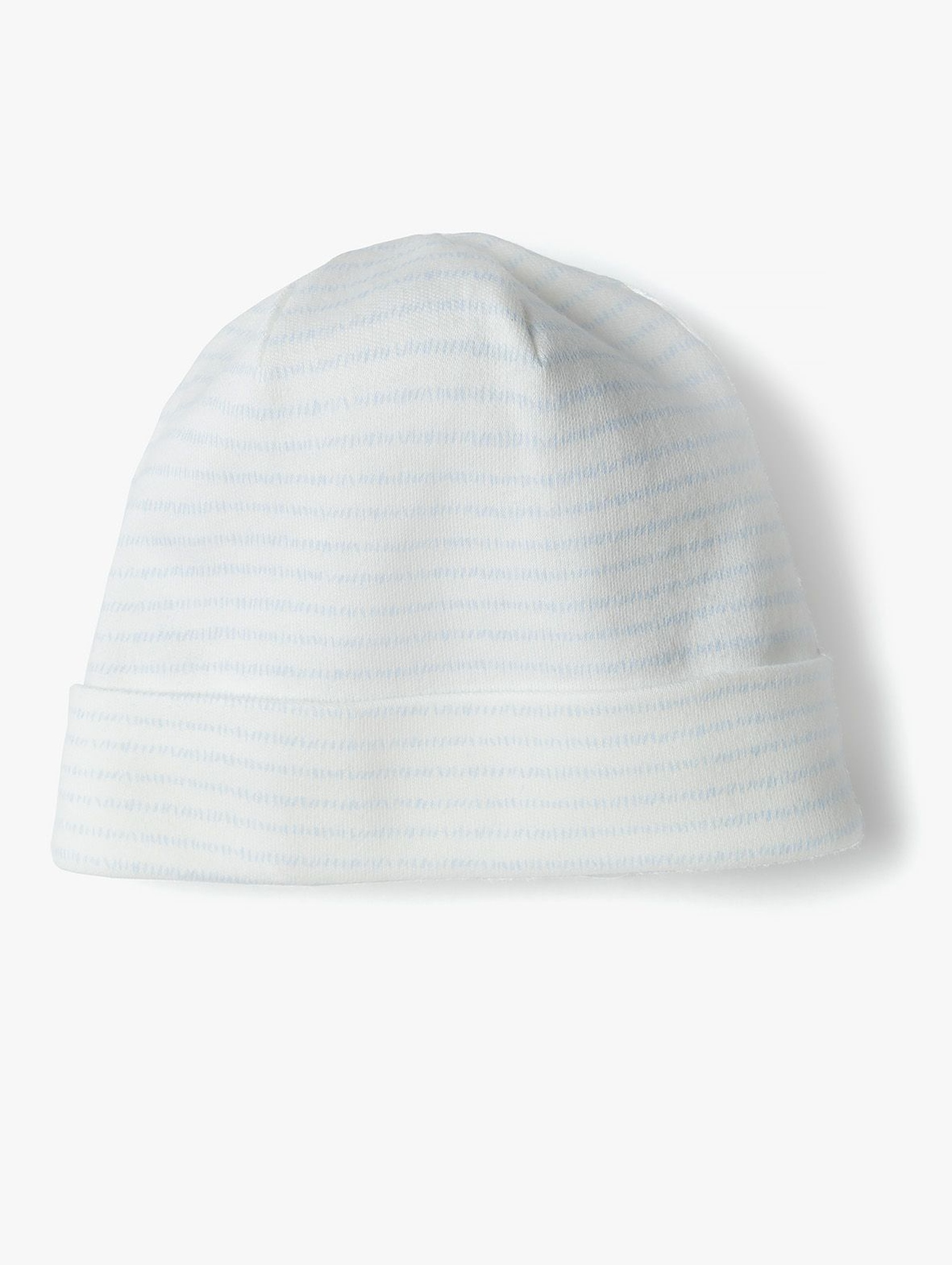 Dzianinowa czapka dla niemowlaka w niebieskie paski