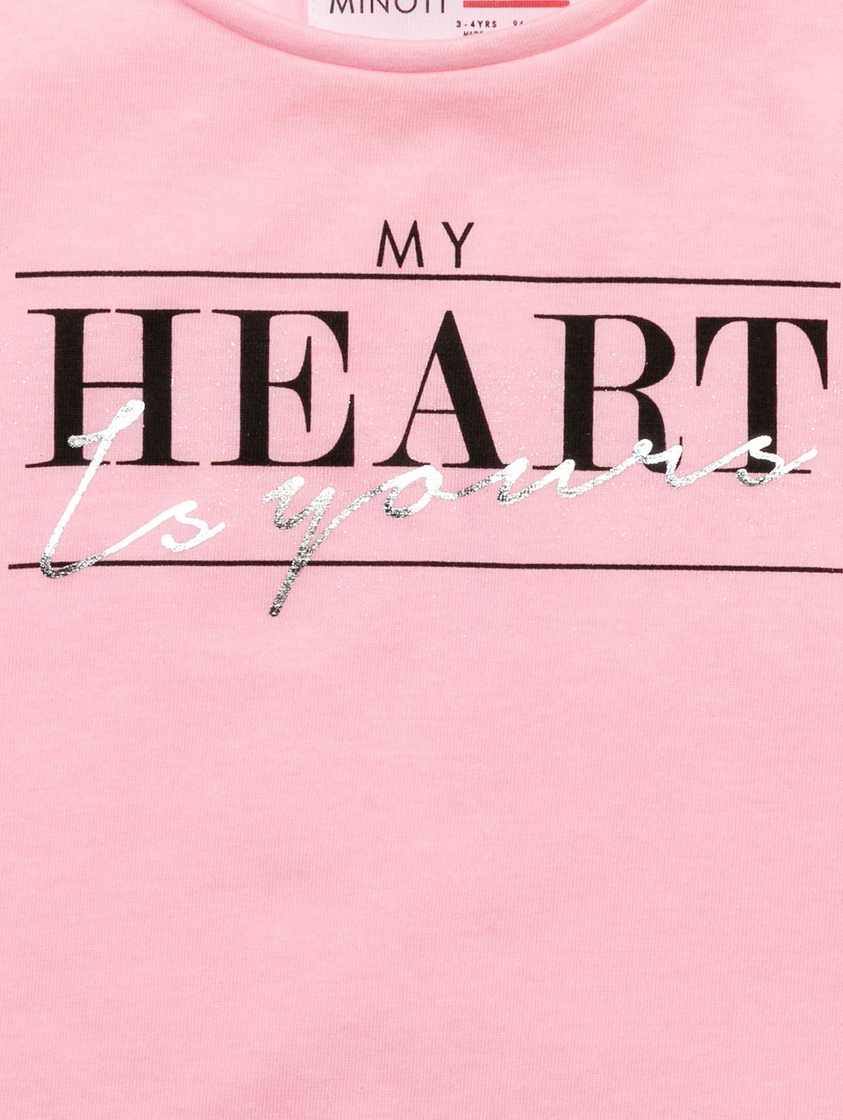 Różowy t-shirt dzianinowy dla dziewczynki z napisem
