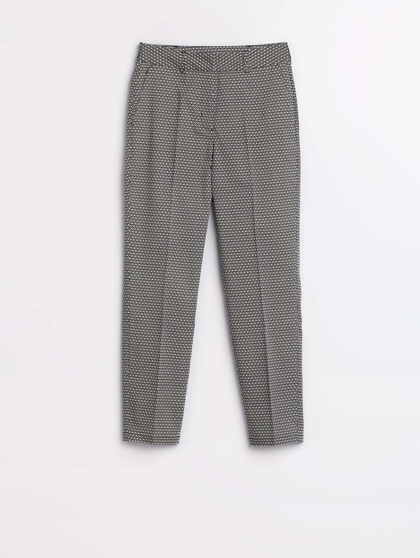 Damskie szare spodnie typu cygaretki z wysokim stanem