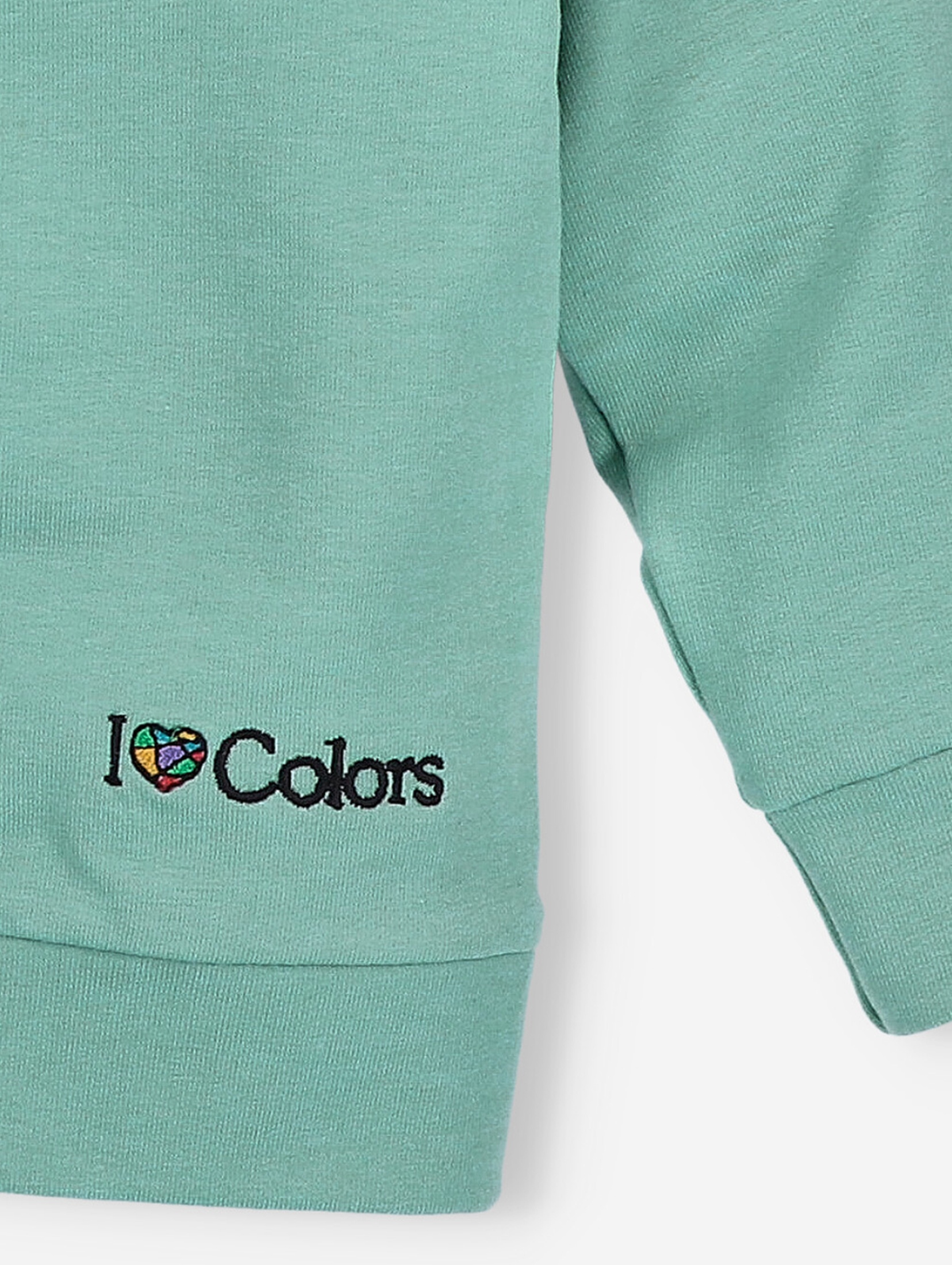 Zielona bluza dresowa dziewczęca z hatem - I Love Colors