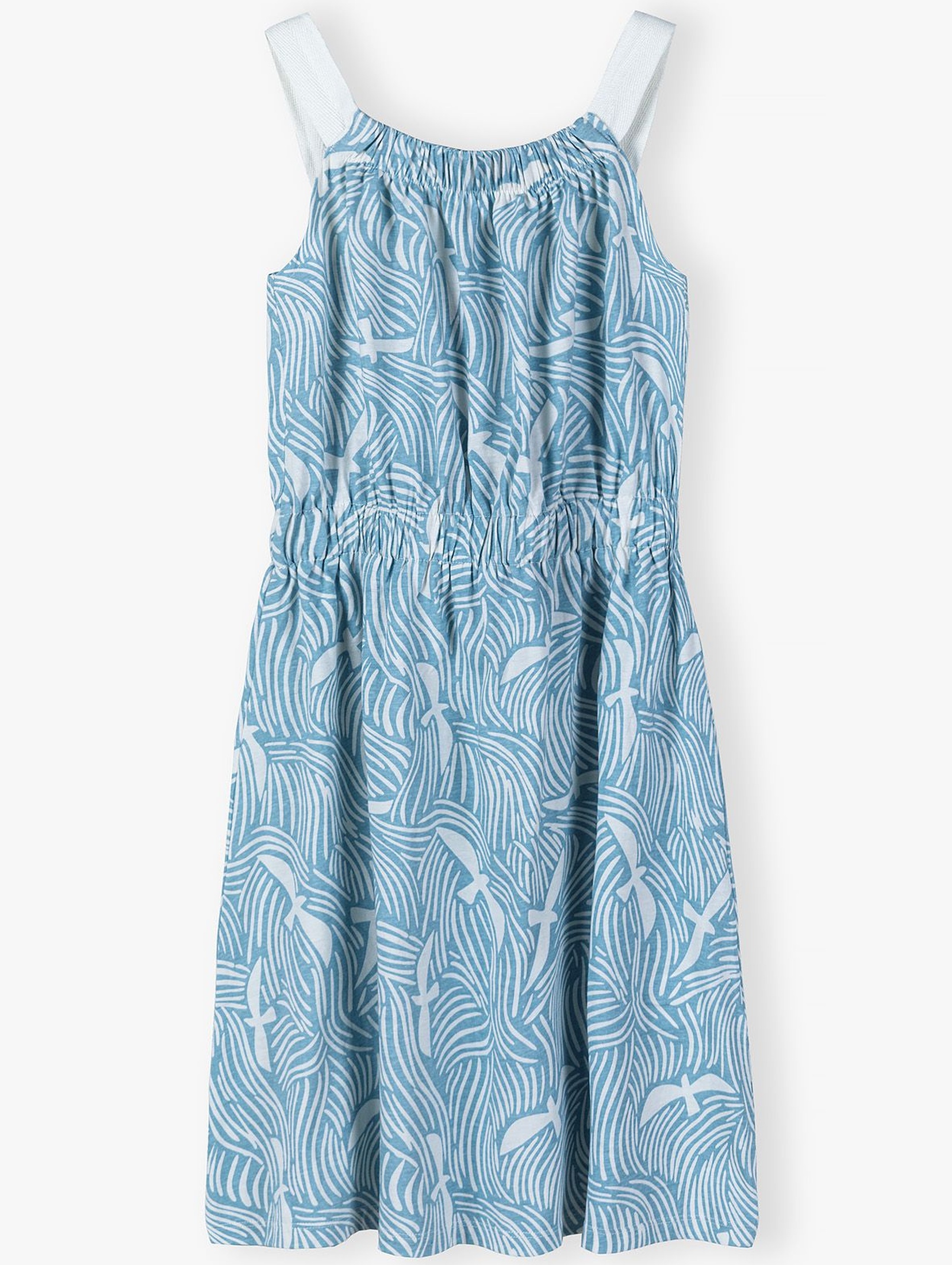 Bawełniana sukienka dla dziewczynki na lato - niebieska