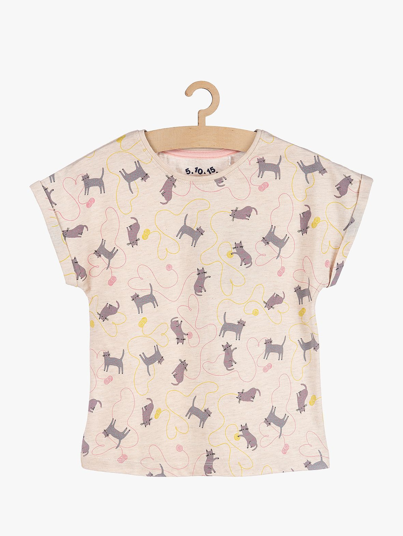 T-shirt dziewczęcy- różowy w kotki