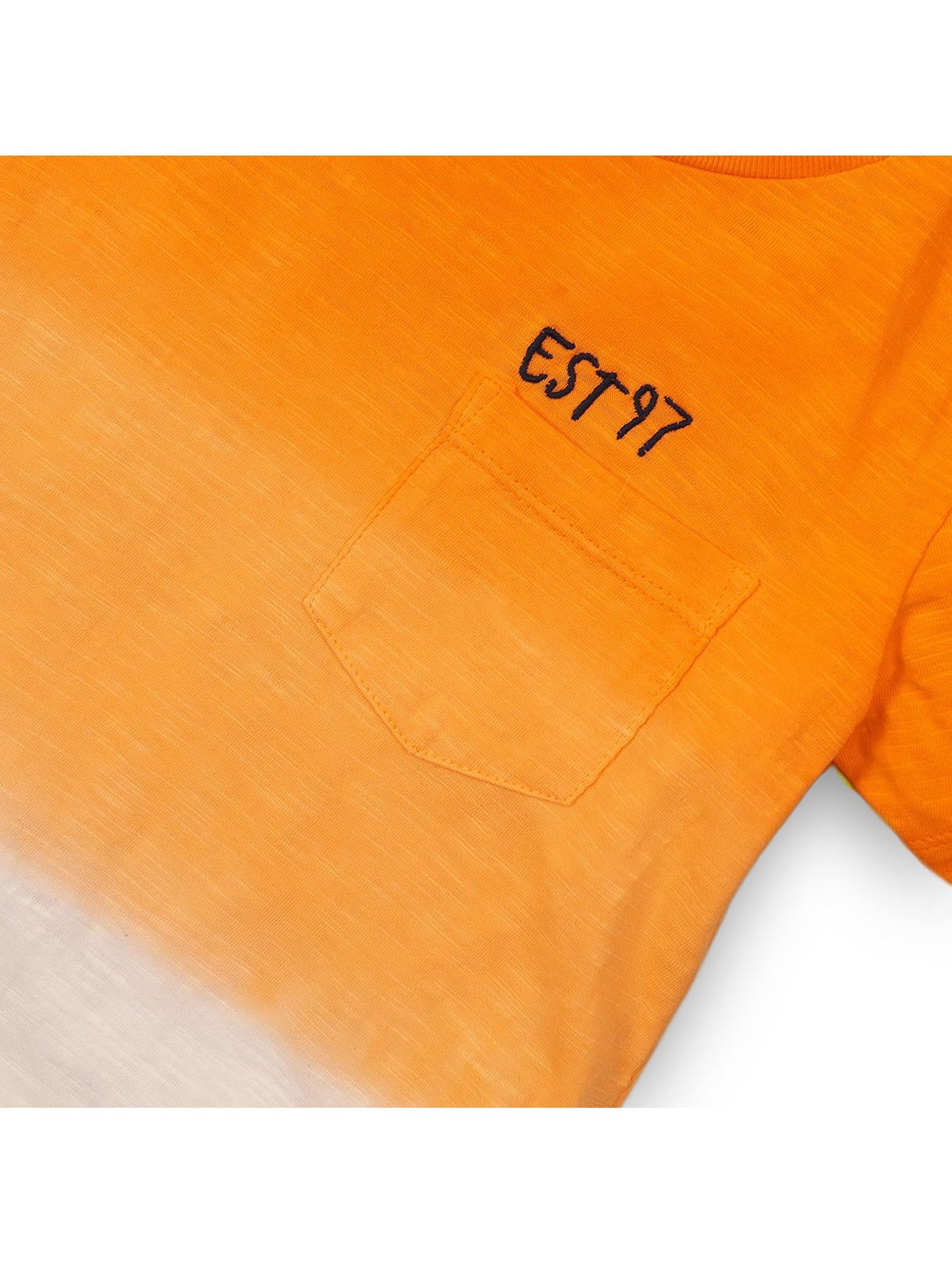 Pomarańczowo-biały t-shirt niemowlęcy