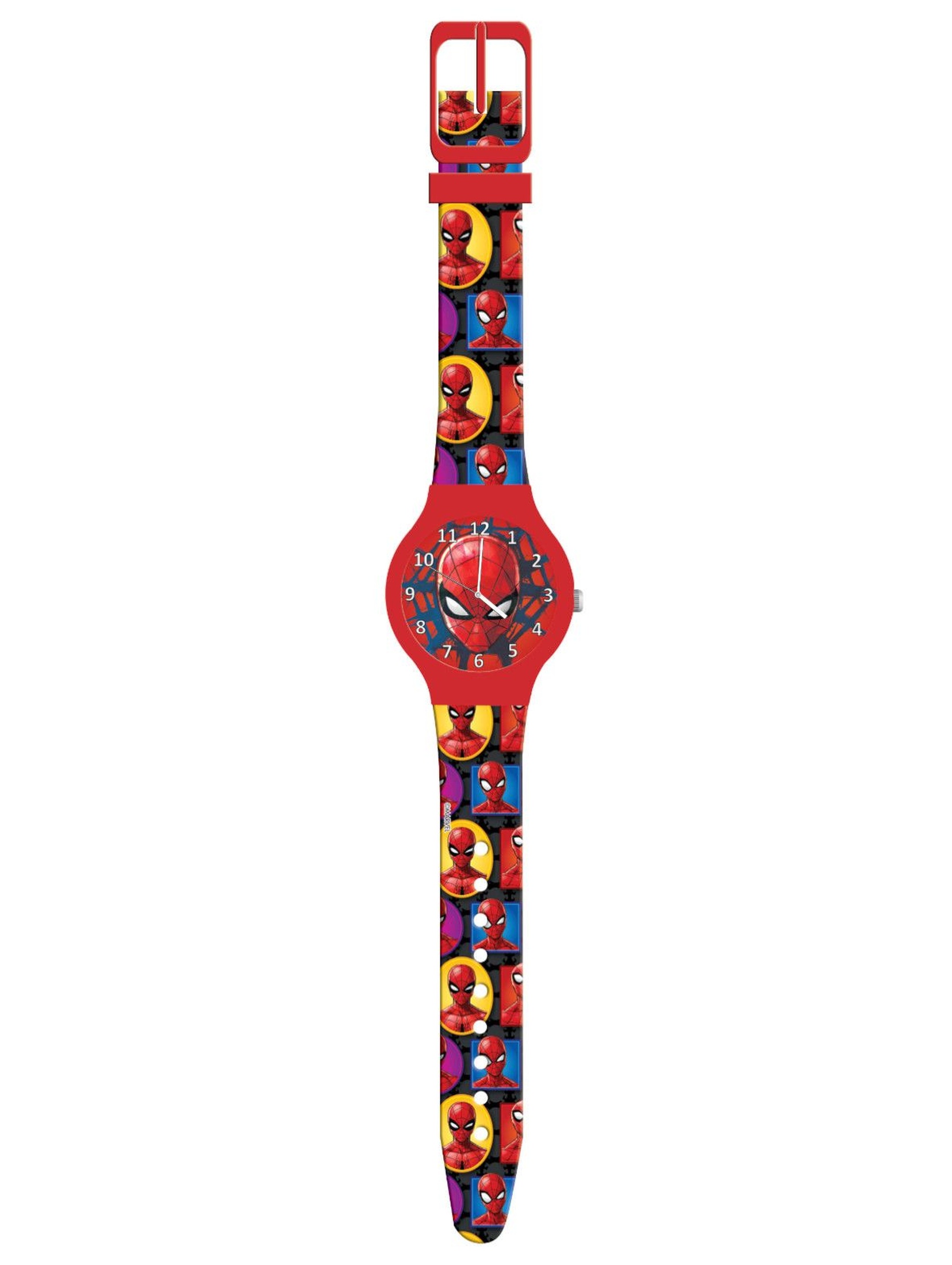 Zegarek analogowy w przeźroczystym pudełku spiderman