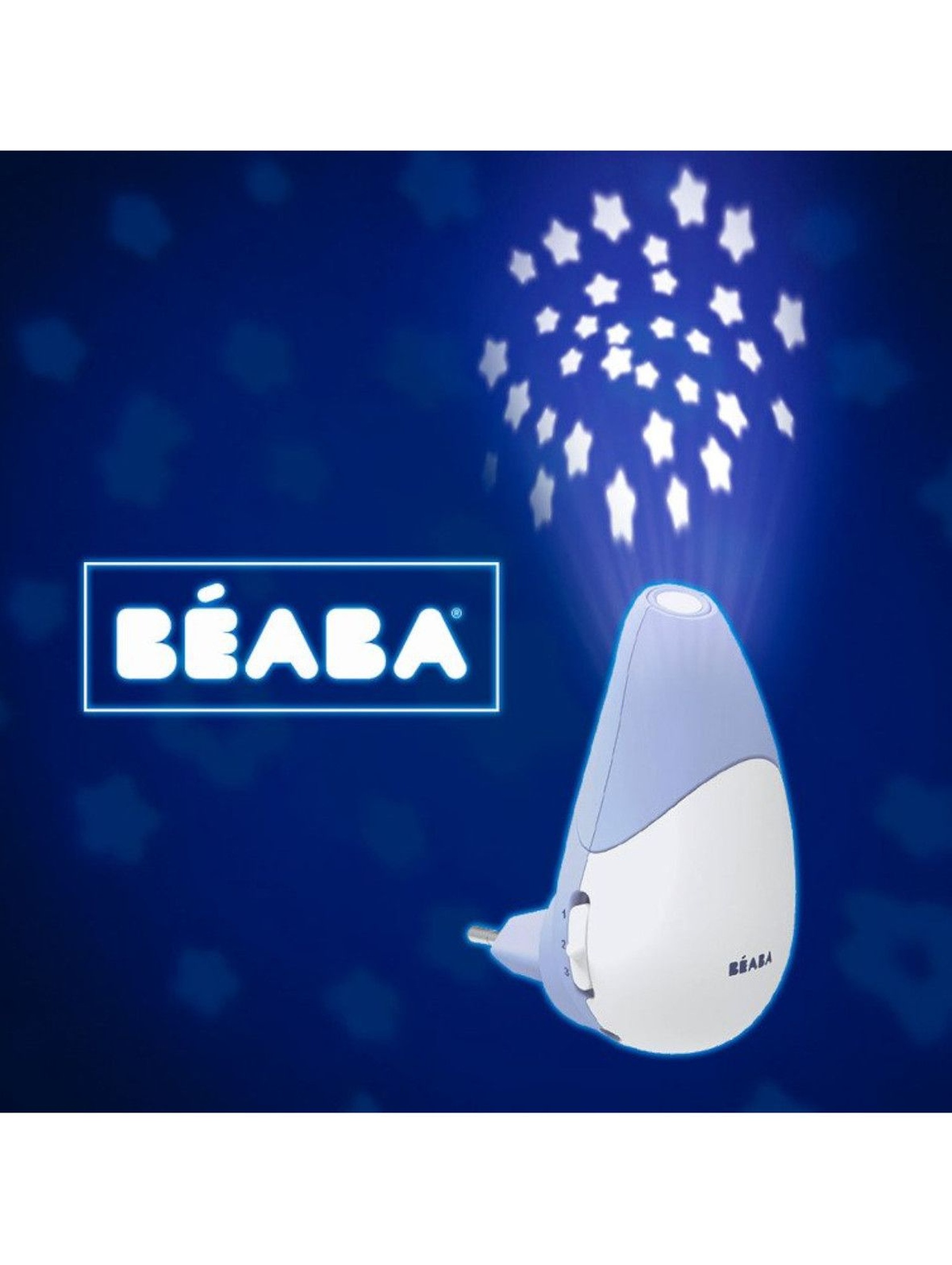 Beaba Lampka nocna LED z projektorem gwiazd i czujnikiem płaczu i ruchu Pixie Star Mineral