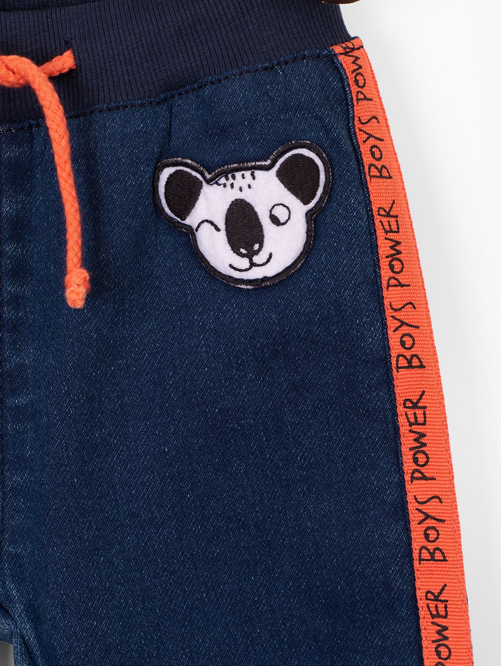 Spodnie chłopięce jeansowe z pandą
