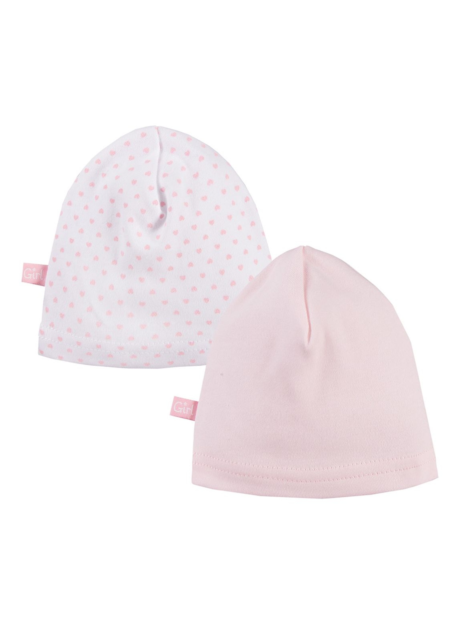 Bawełniane czapki niemowlęce 2pak - różowe