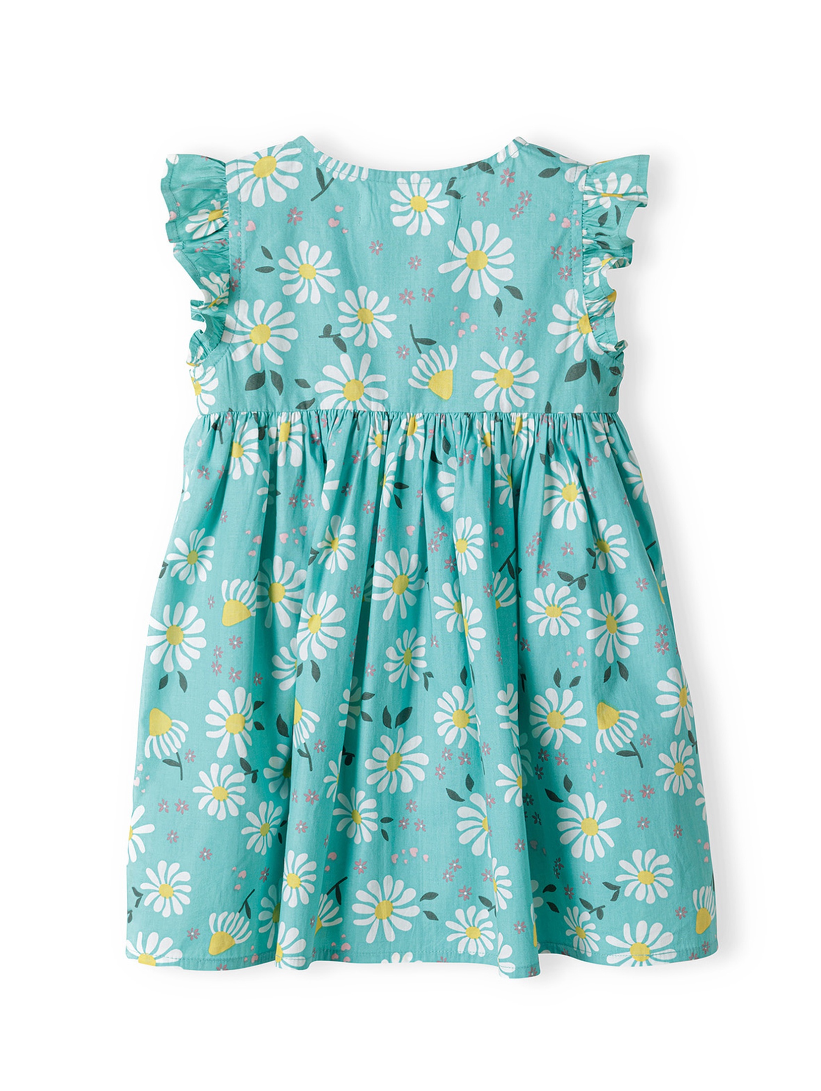 Zielona sukienka niemowlęca z krótkim rękawem w kwiatki