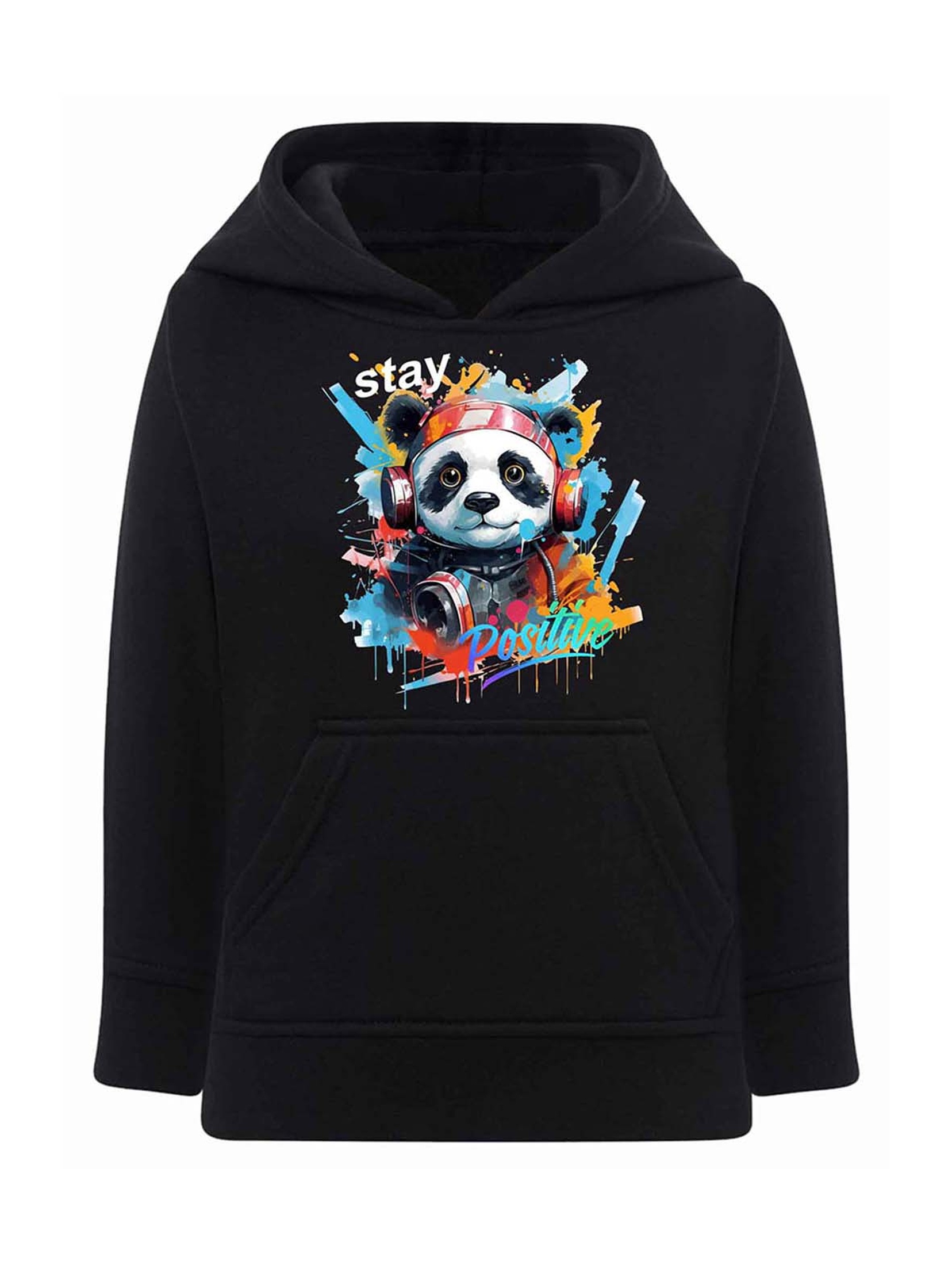 Czarna chłopięca bluza kangurka z kapturem- Panda