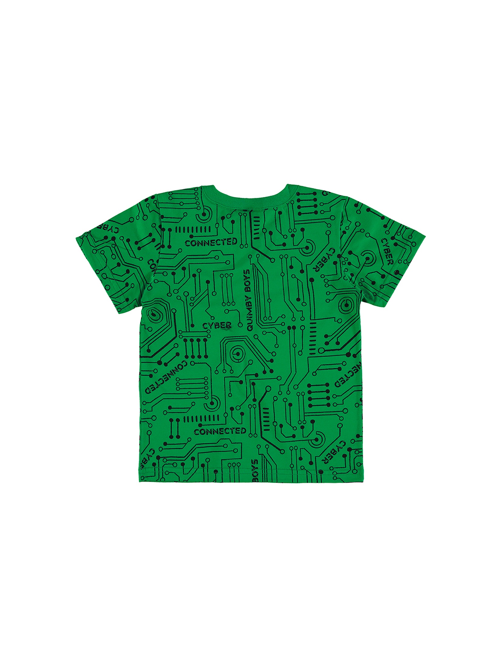 Zielony bawełniany t-shirt chłopięcy z nadrukiem