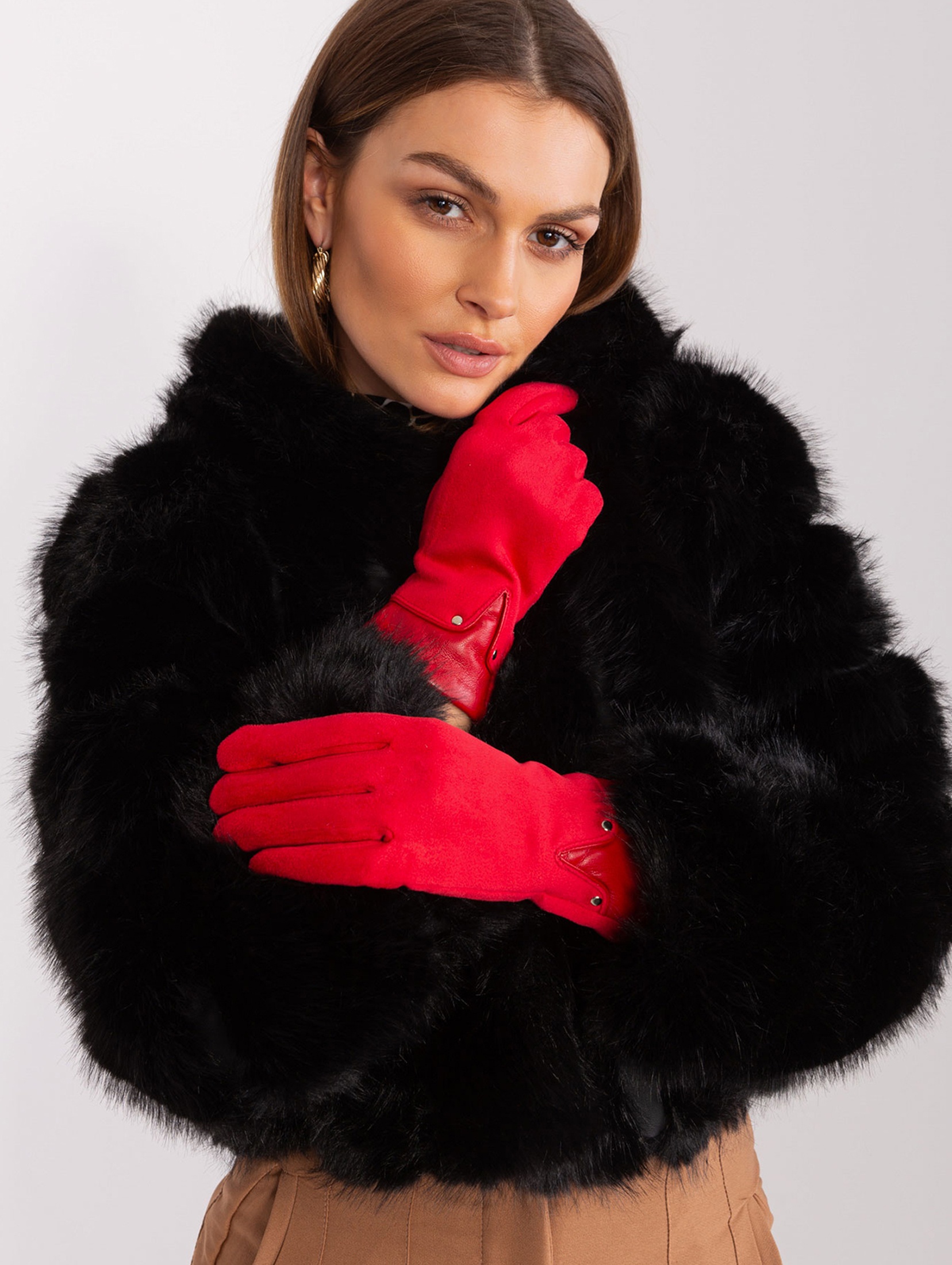 Dotykowe rękawiczki damskie czerwony