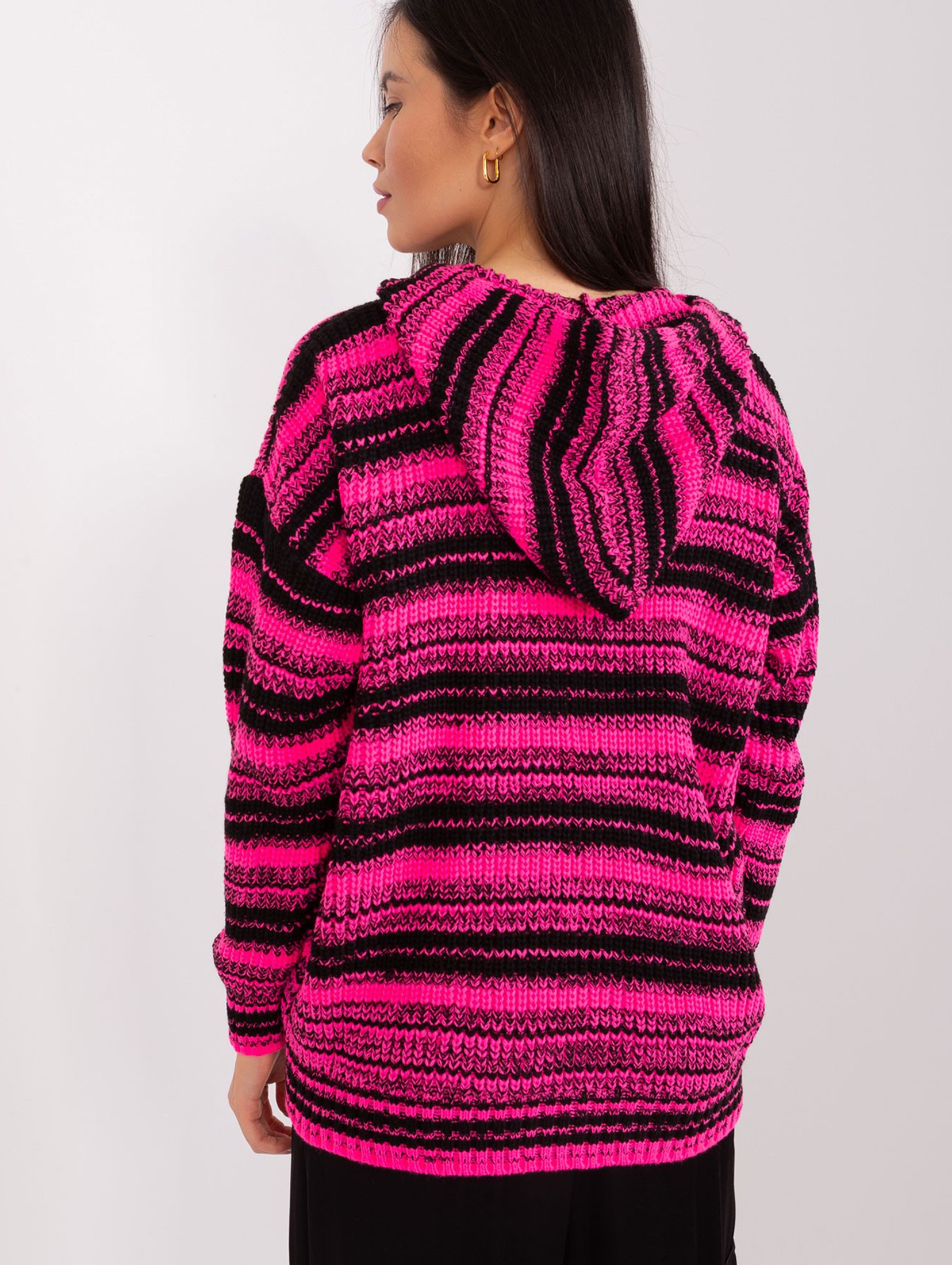Sweter rozpinany z suwakiem czarno-różowy