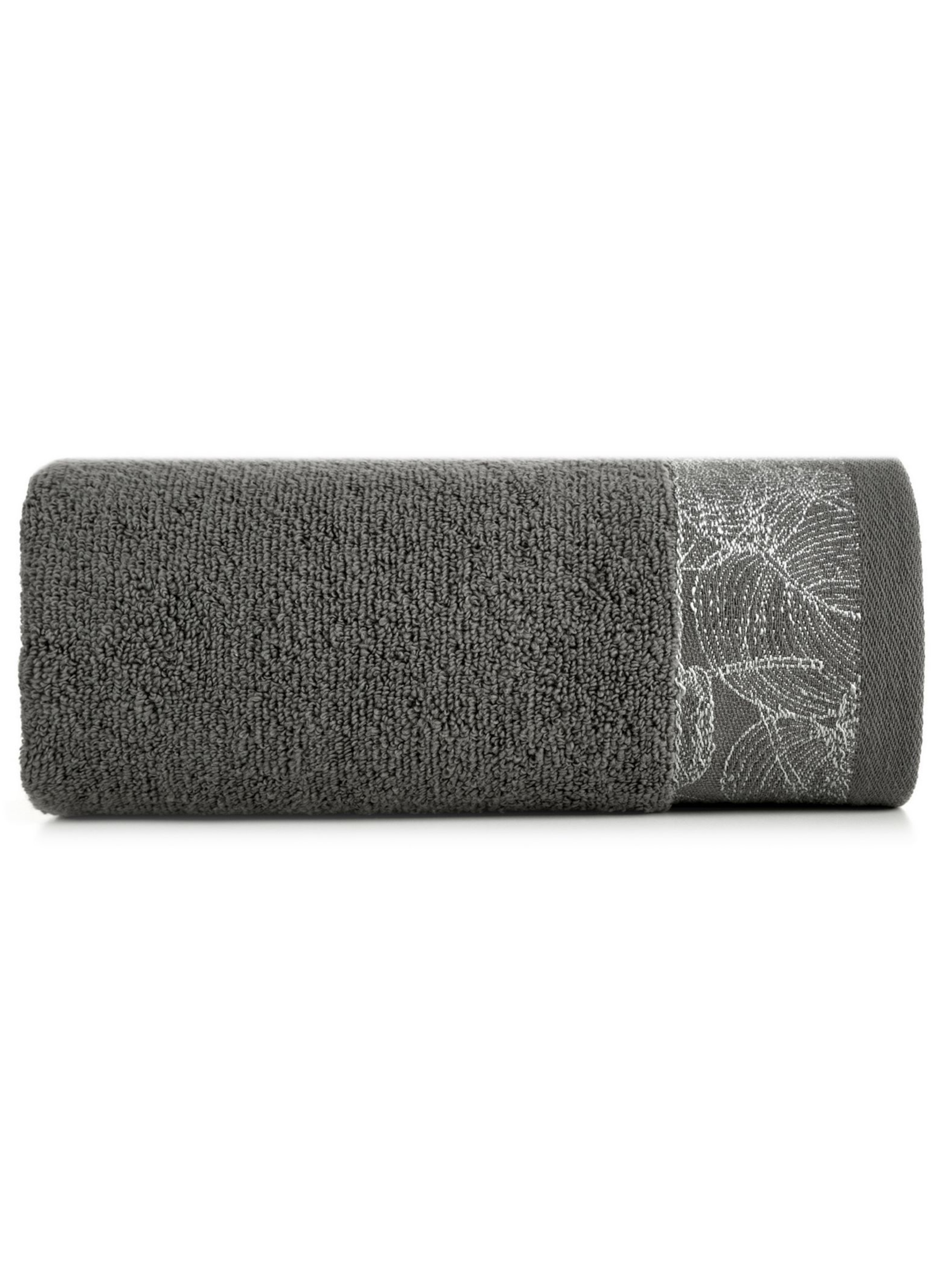 Szary ręcznik ze zdobieniem 70x140 cm