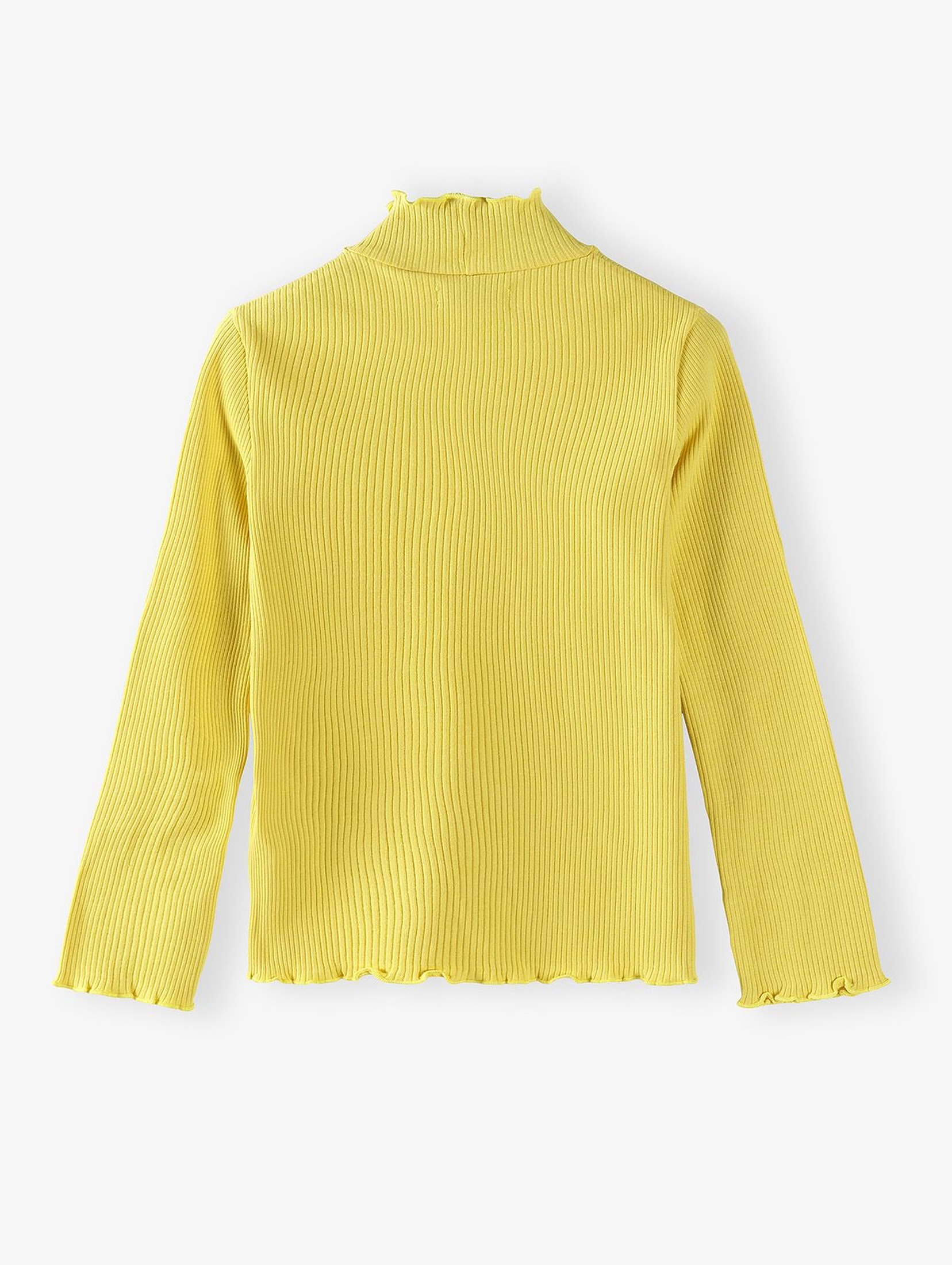 Żółta prążkowana bluzka dziewczęca w liście