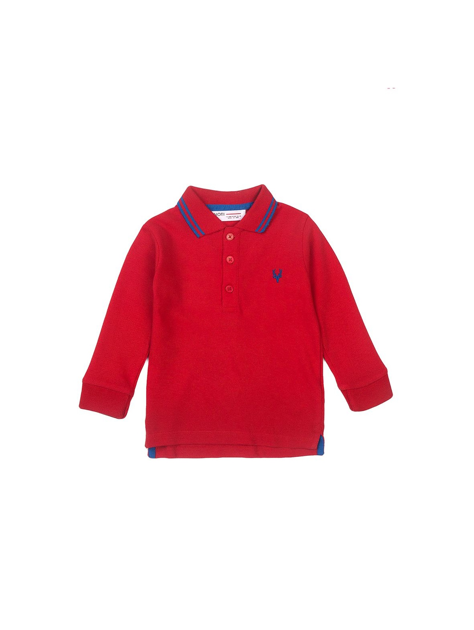 Bluzka chłopięca bawełniana z kołnierzykiem- czerwona