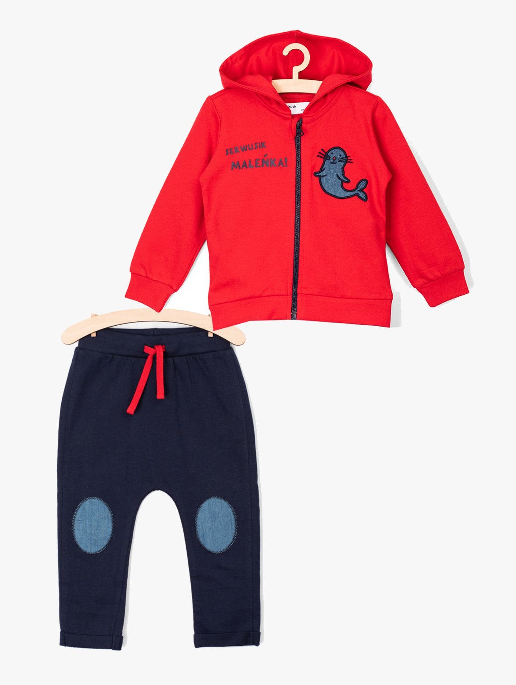 Komplet ubrań dla niemowlaka czerwona bluza i spodnie dresowe
