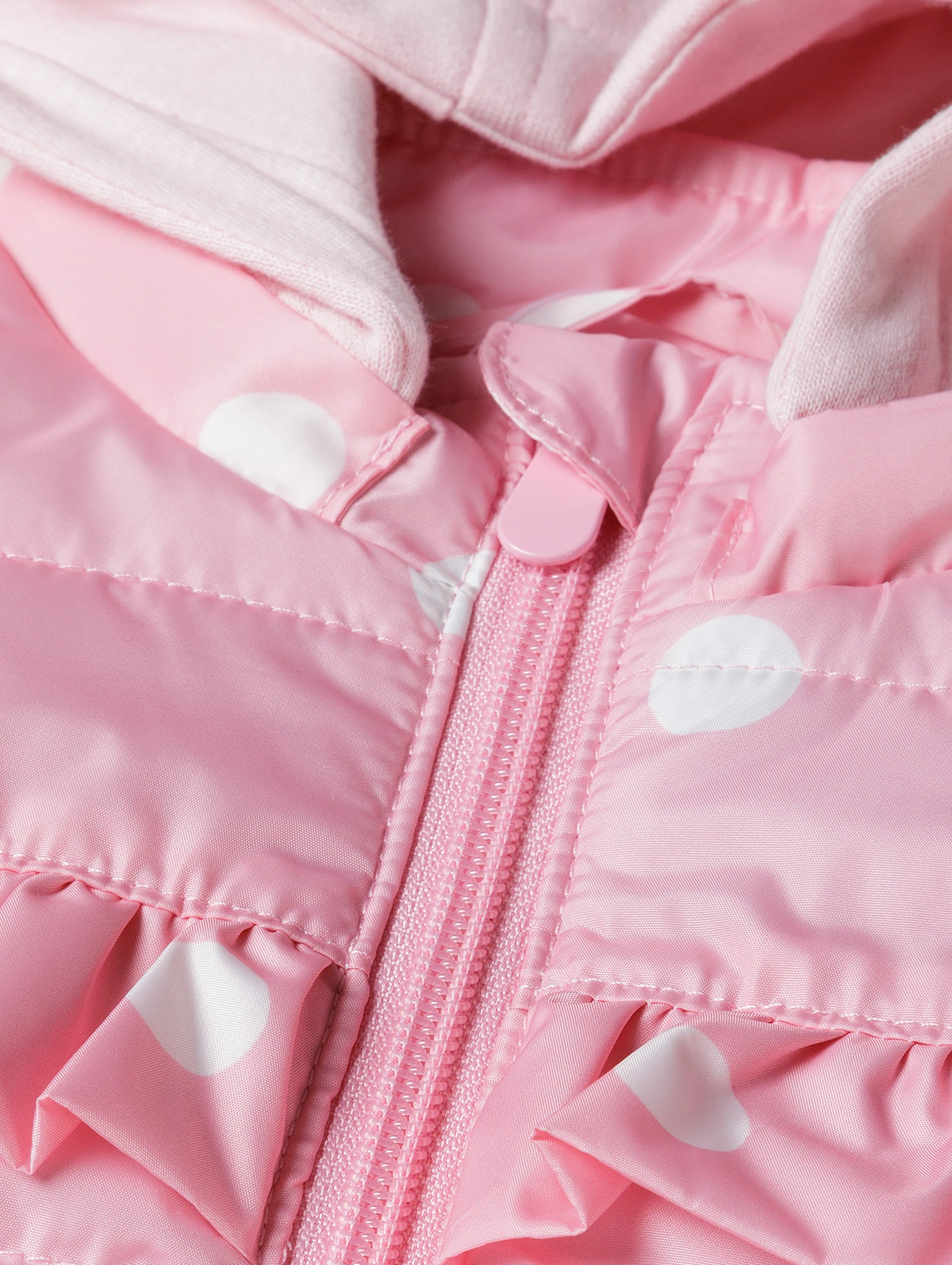 Różowa kurtka przejściowa dla niemowlaka z kapturem 2w1