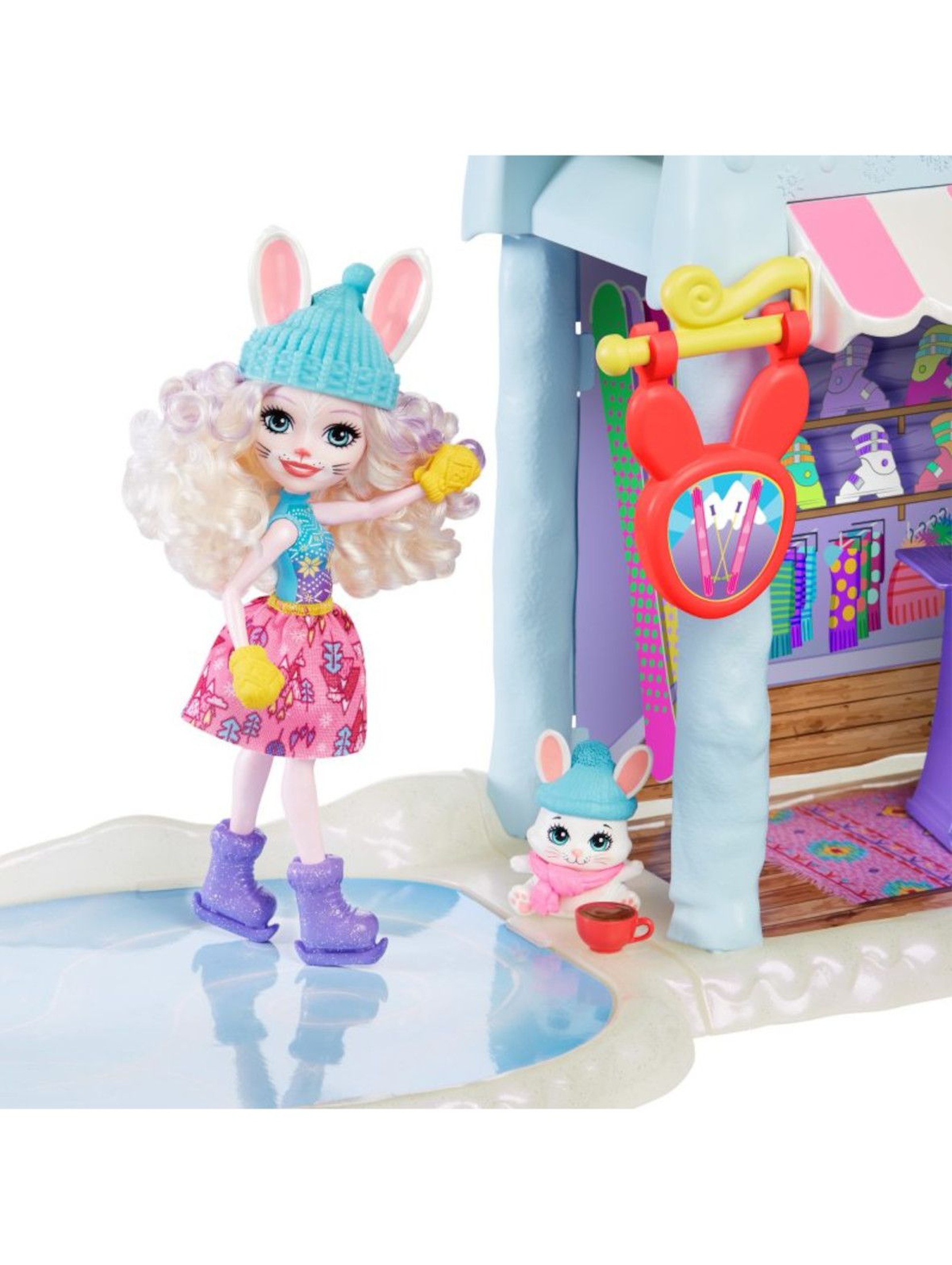 Zimowa chatka Enchantimals i lalka Bevy Bunny i zwierzątko króliczek Jump wiek 4+