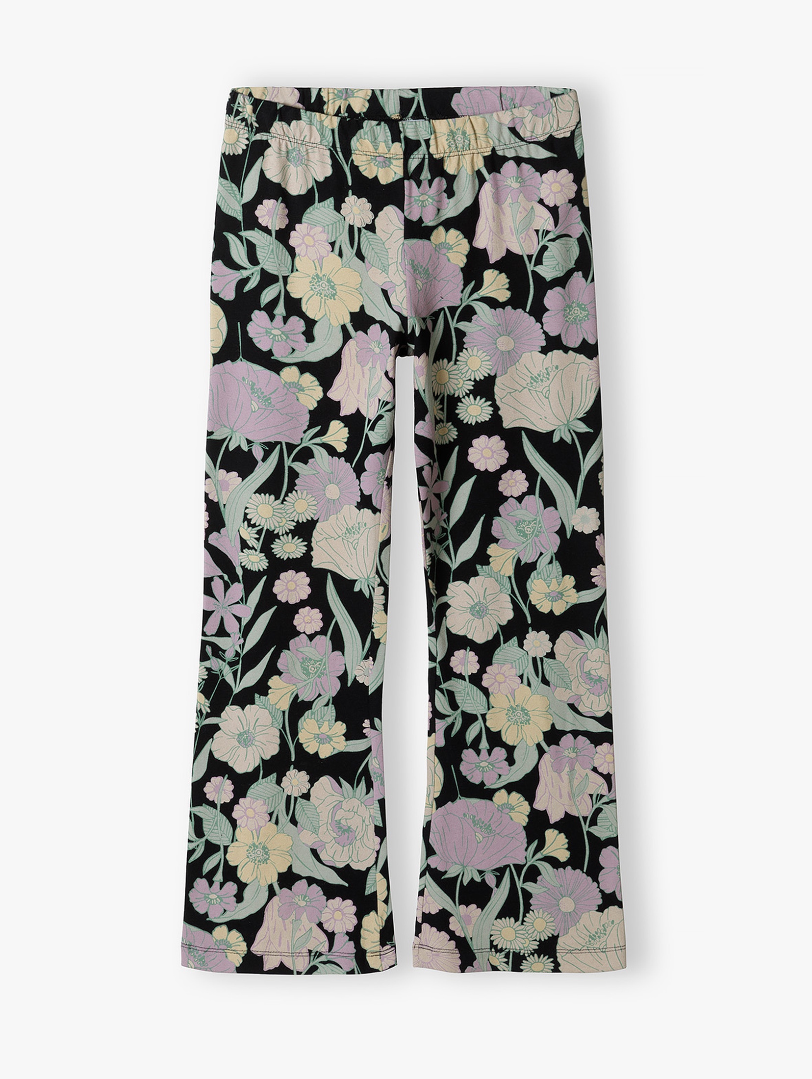 Dzianinowe spodnie dziewczęce w kwiaty flare - Lincoln&Sharks