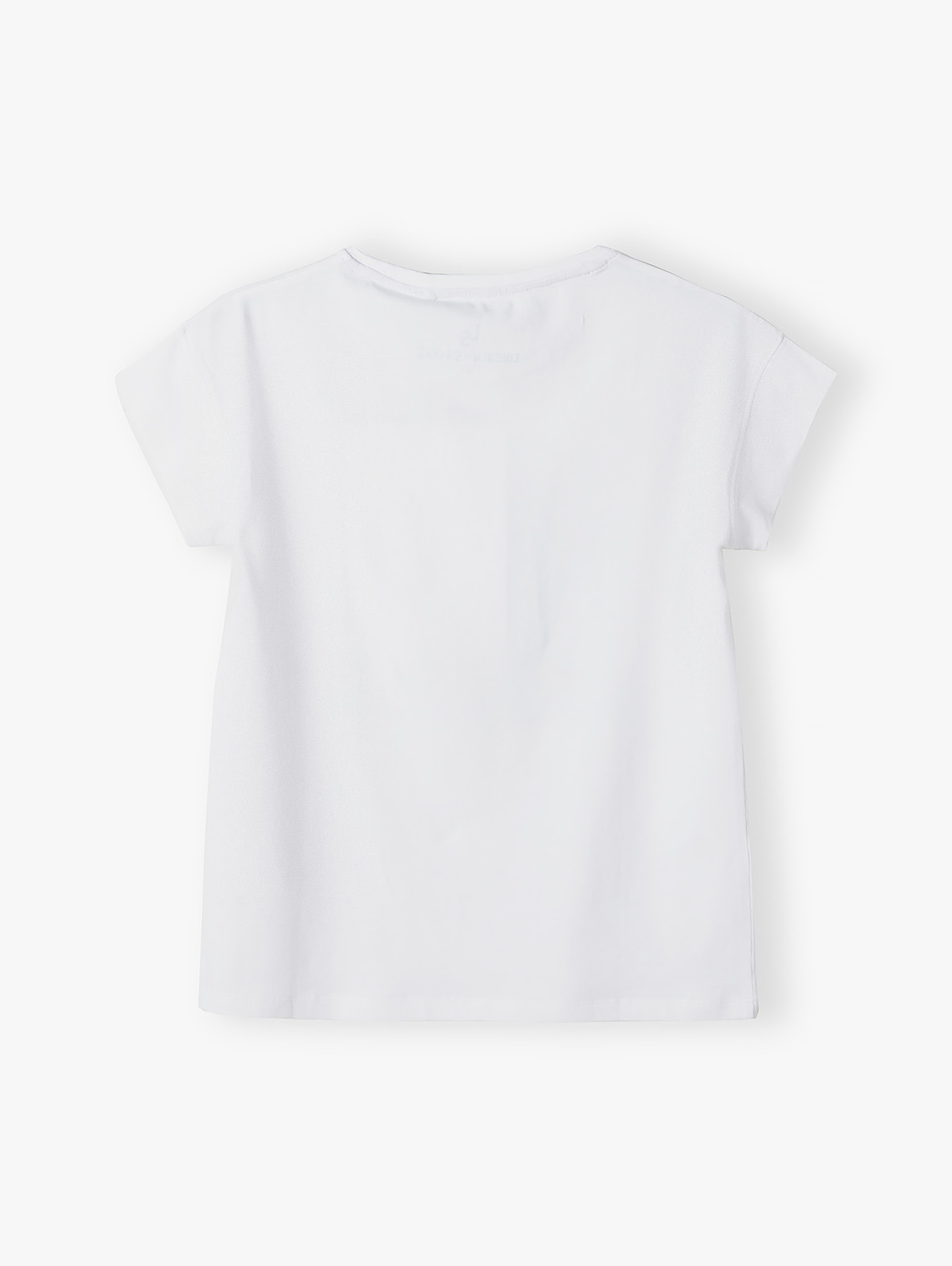 Biały t-shirt bawełniany dla dziewczynki z nadrukiem