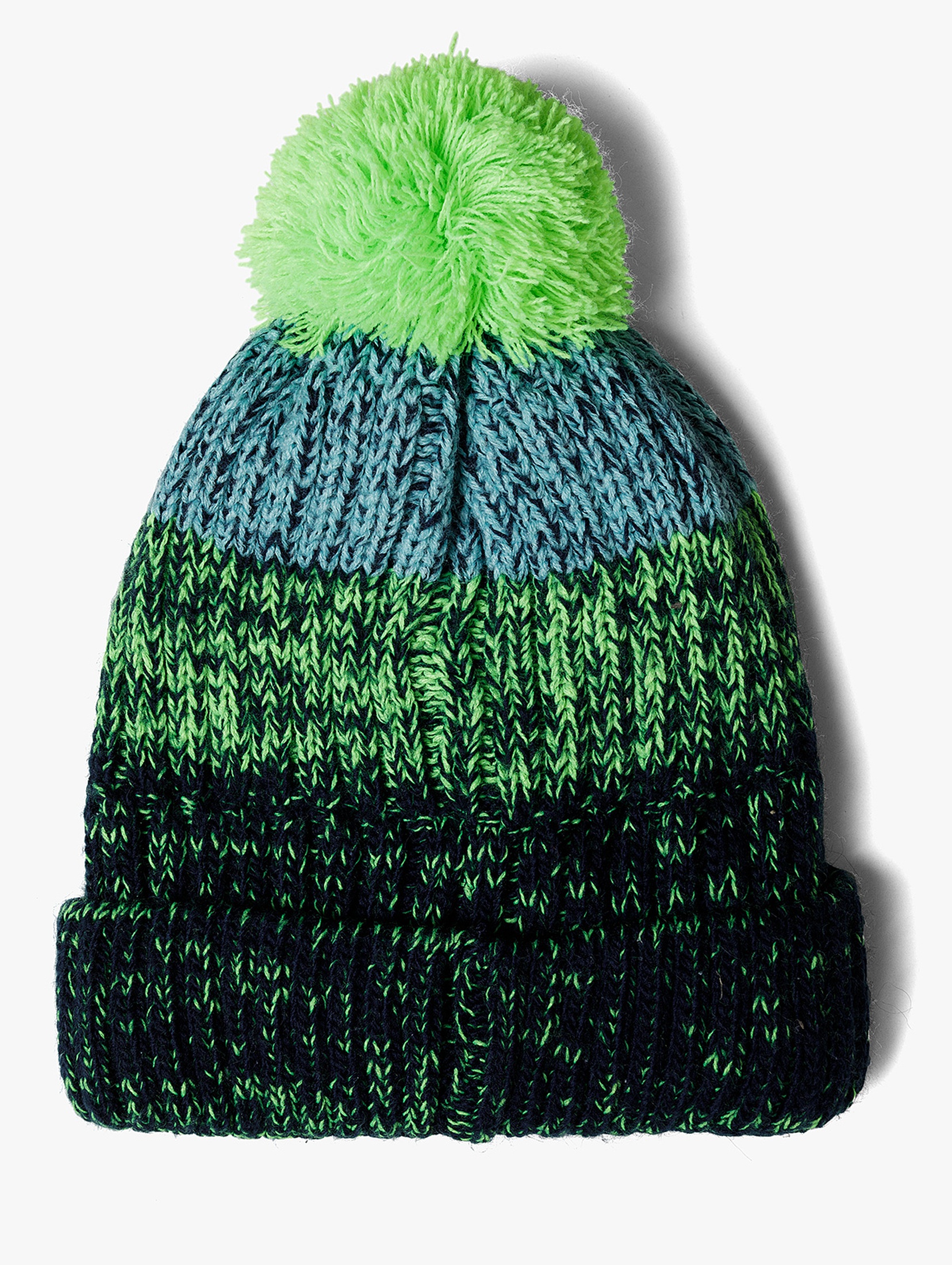 Zimowa czapka chłopięca z pomponem w kolorowe pasy