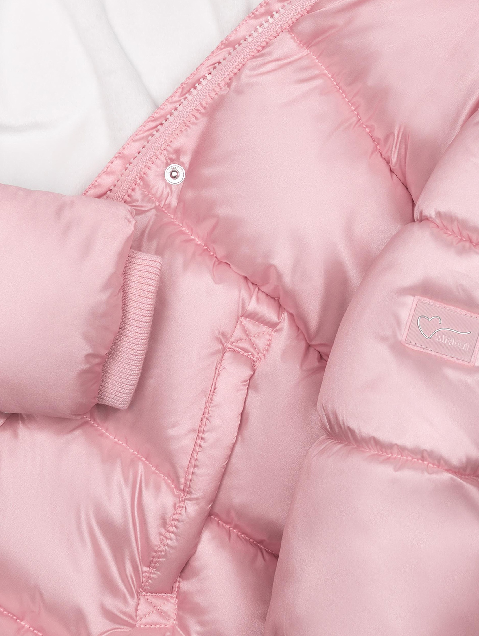 Płaszcz zimowy niemowlęcy różowy z kapturem
