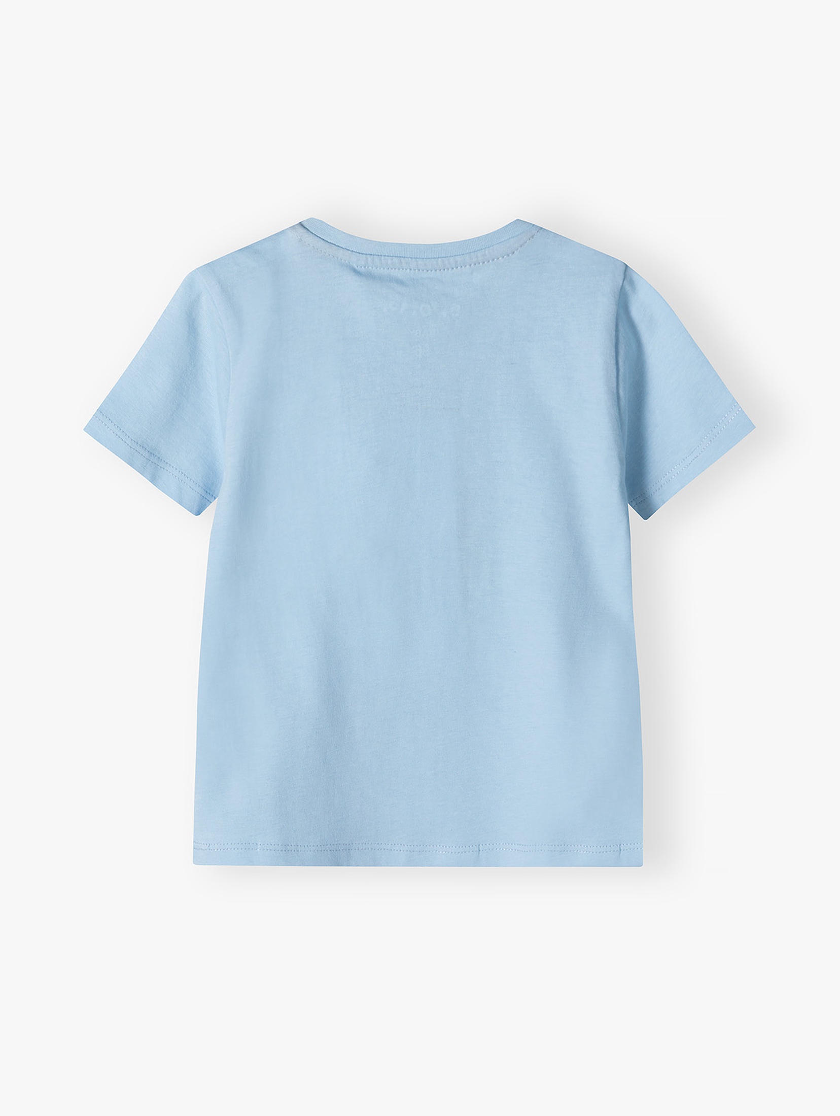 Niebieski bawełniany t-shirt niemowlęcy - wakacyjne nadruki