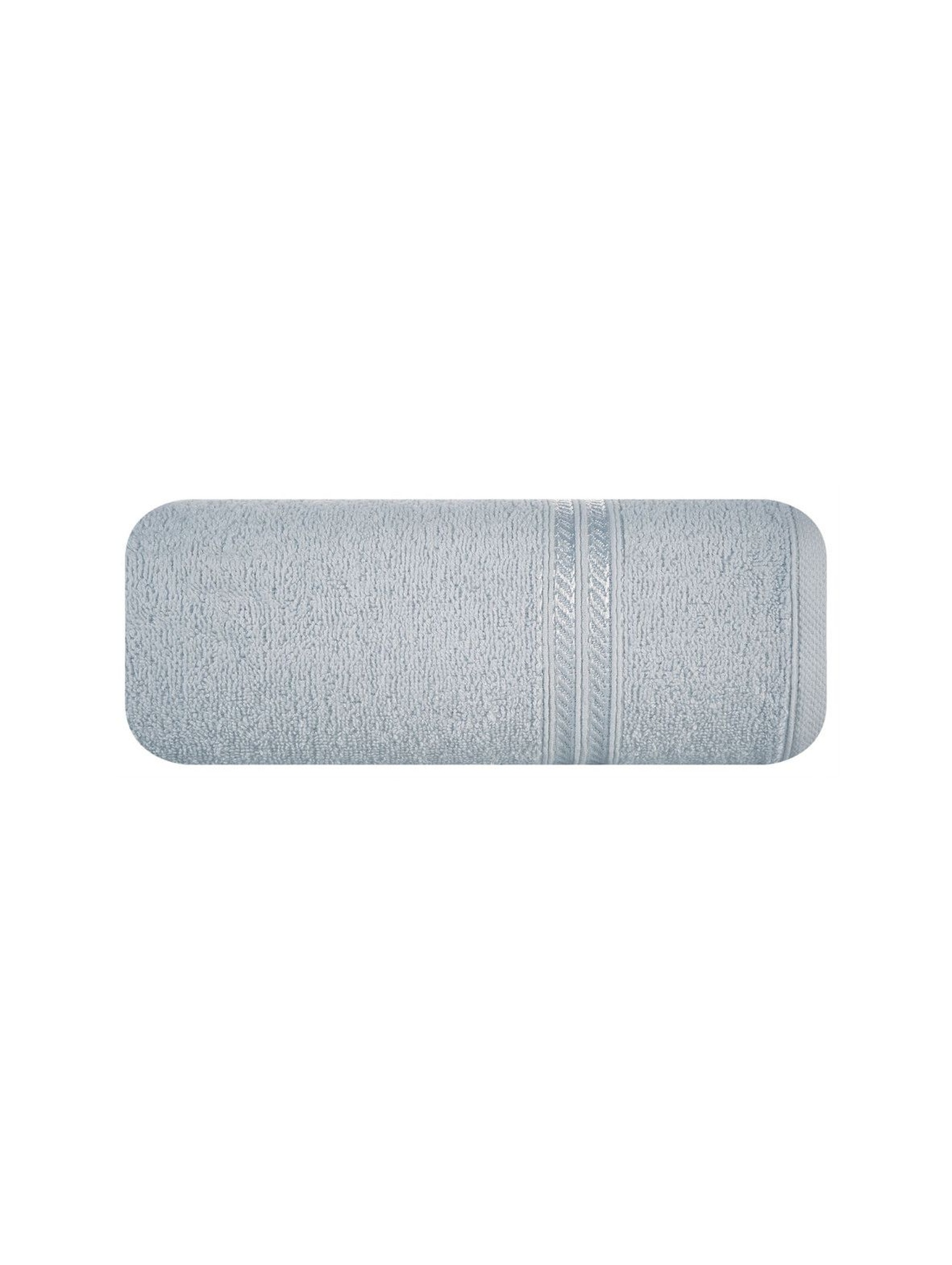 Ręcznik z bordiurą w pasy srebrny 70x140 cm