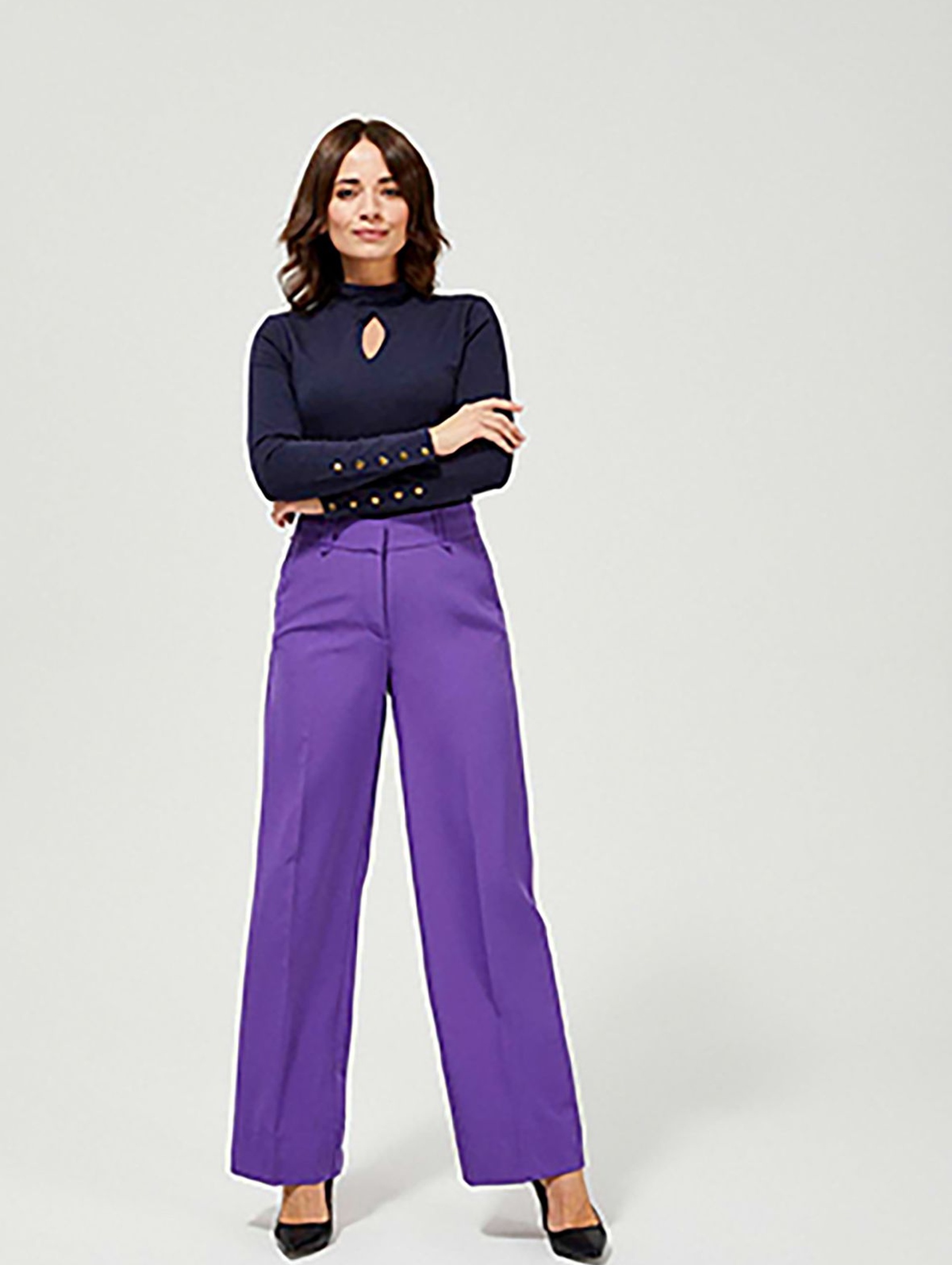 Spodnie z wysokim stanem - fioletowe