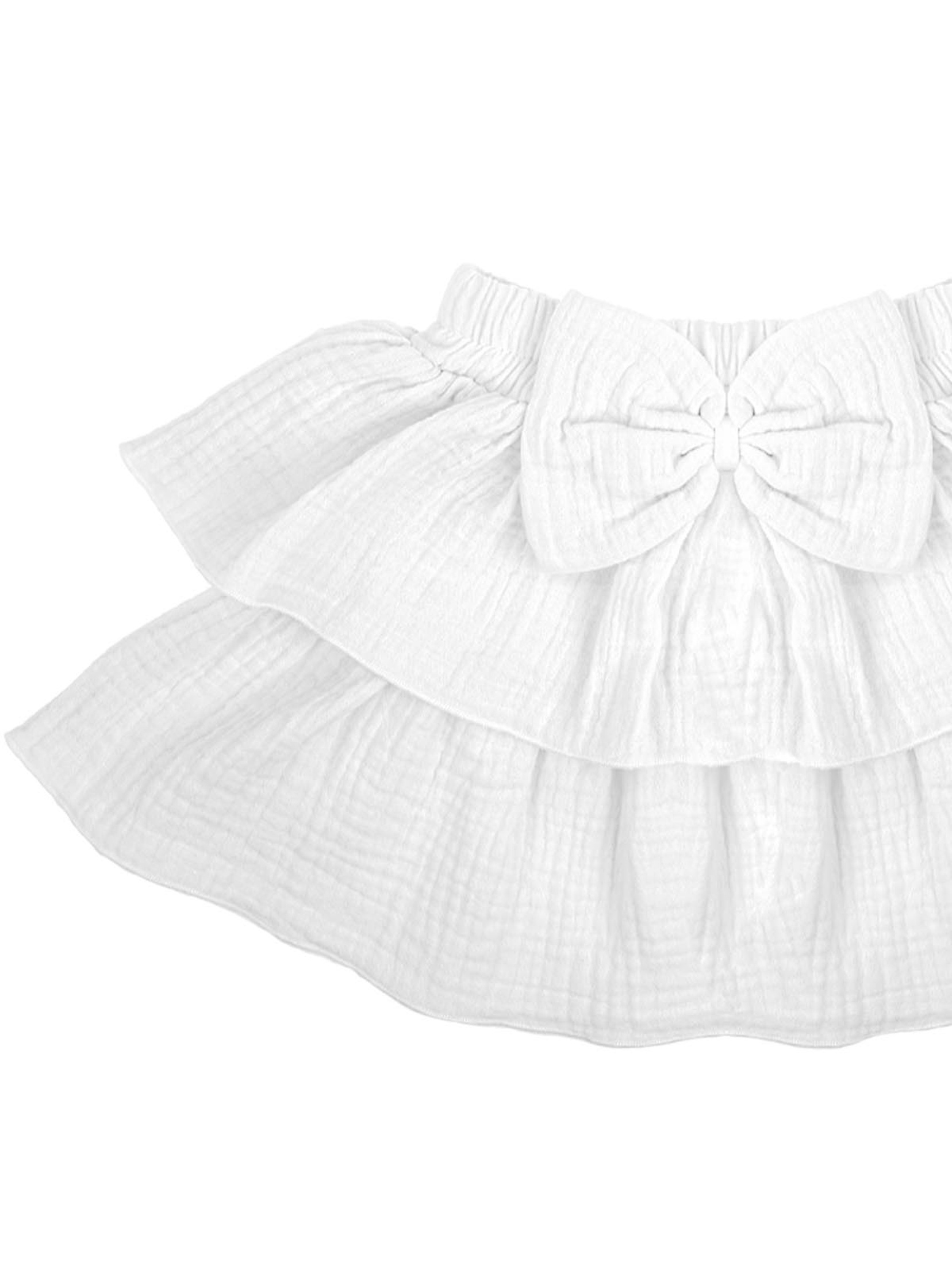 Muślinowa spódnica dziewczęca w kolorze białym
