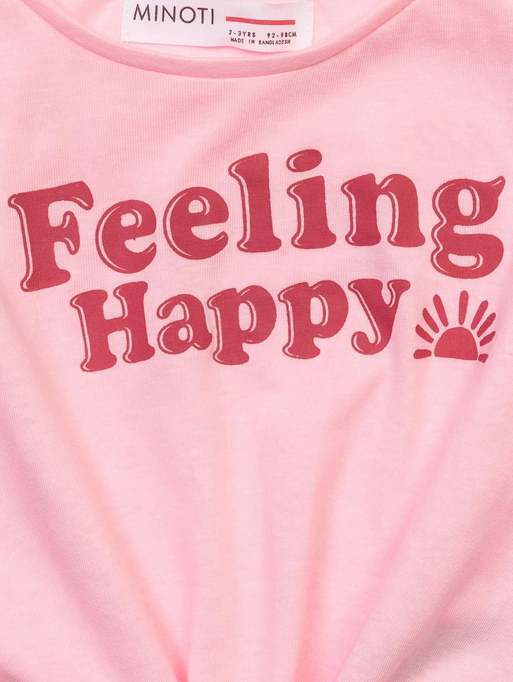 Różowy t-shirt dzianinowy dla dziewczynki- Feeling Happy