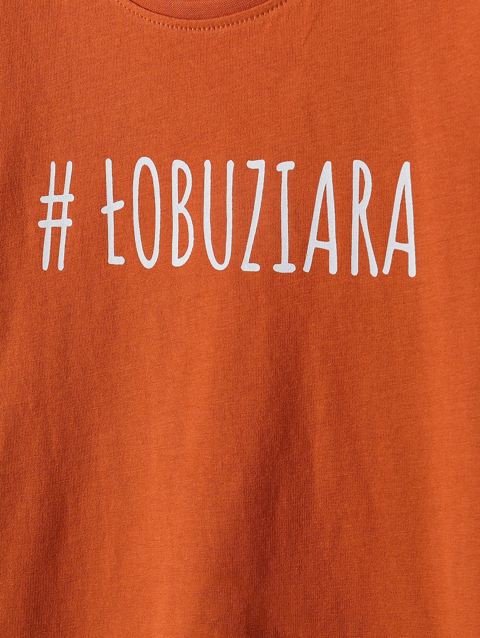 Bawełniany t-shirt dziewczęcy z napisem #Łobuziara
