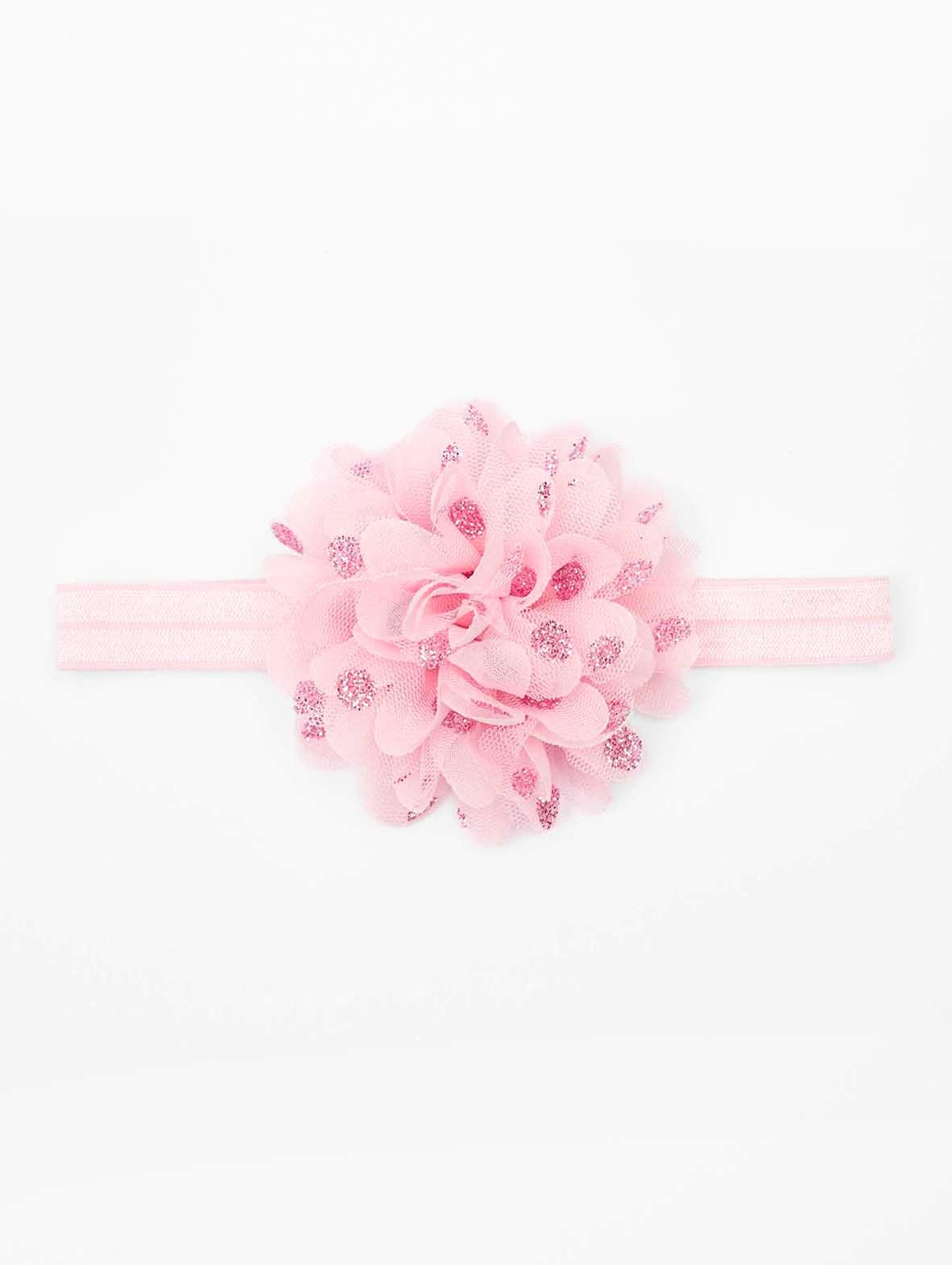 Opaska na włosy różowa z kwiatkiem
