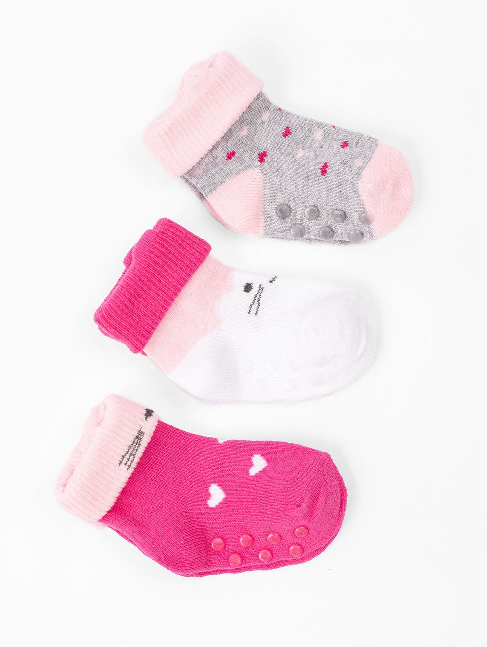 Skarpetki dla niemowlaka- różowo-szare z ABSem