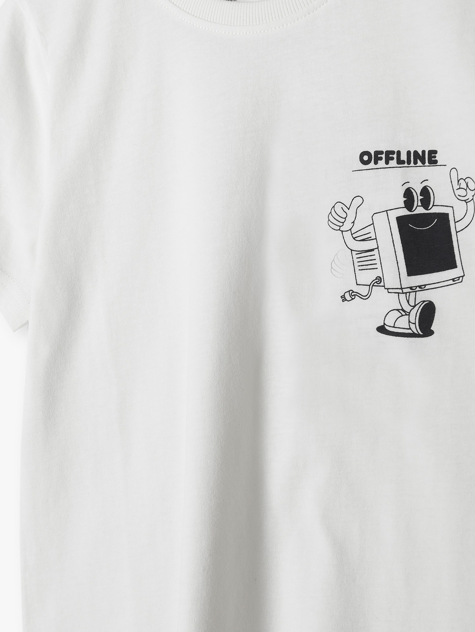 Biały t-shirt z nadrukiem - Offline - Lincoln&Sharks