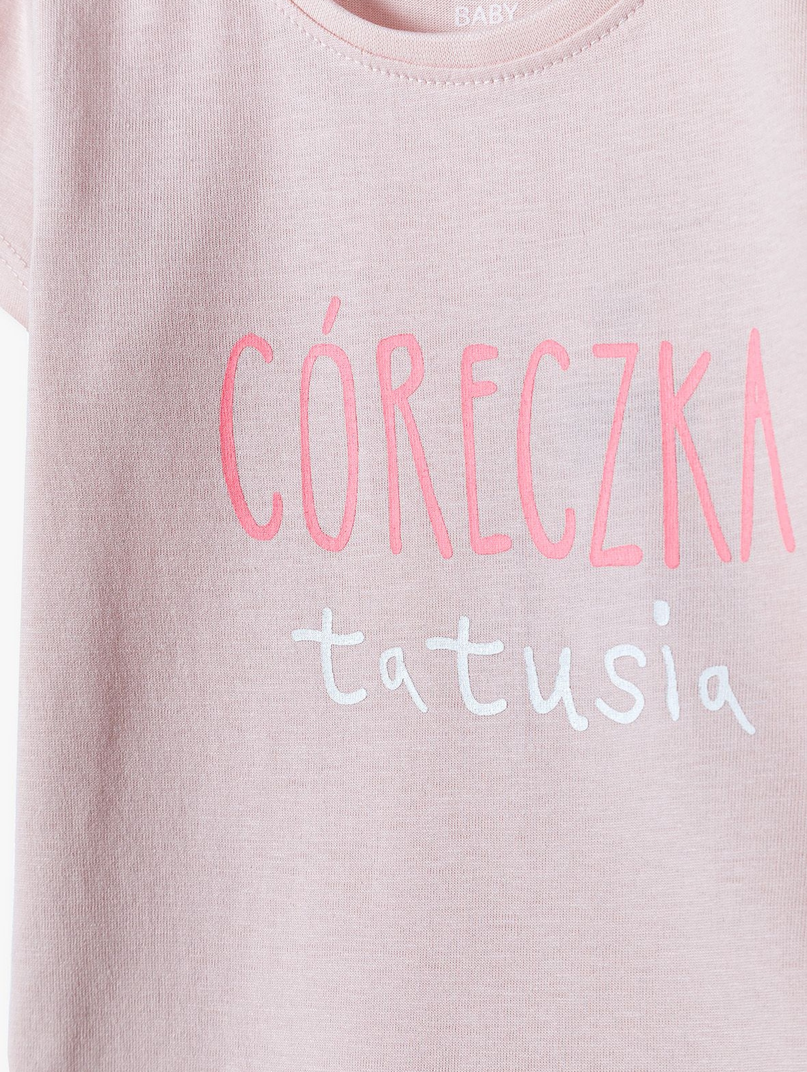 Bawełniany T-shirt - różowy z napisem Córeczka Tatusia