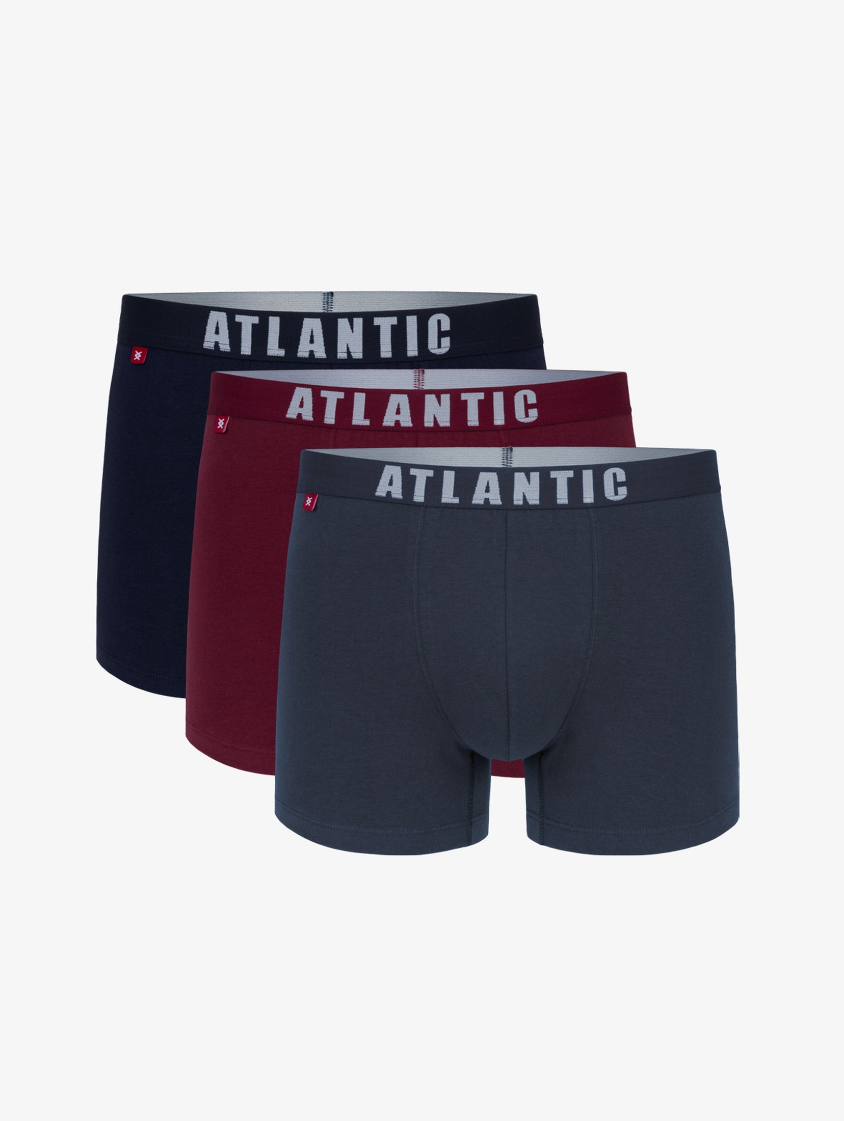 Atlantic męskie bokserki gładkie z bawełny 3-pak