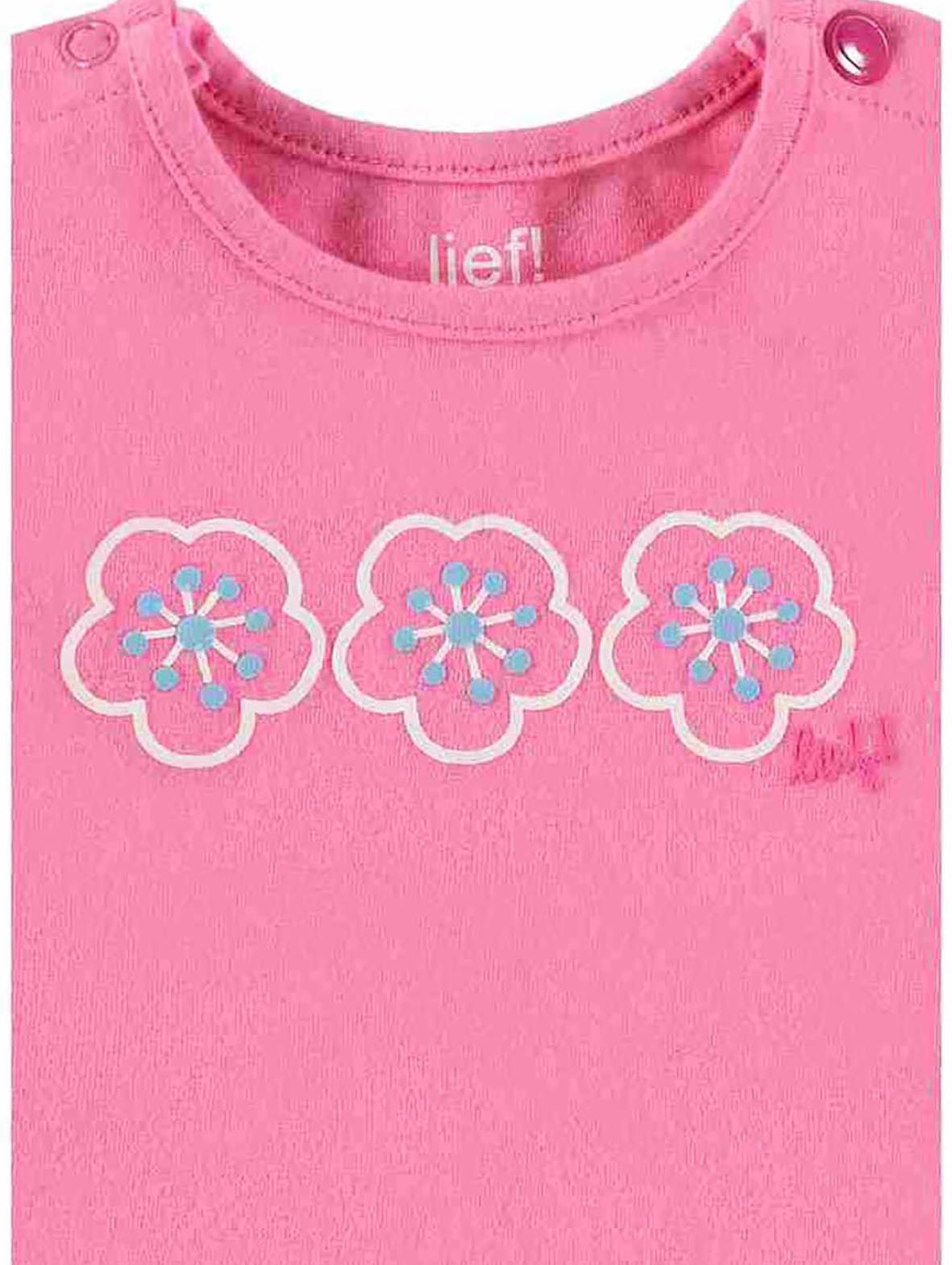Bluzka niemowlęca z krótkim rękawem - różowa w kwiatki - Lief